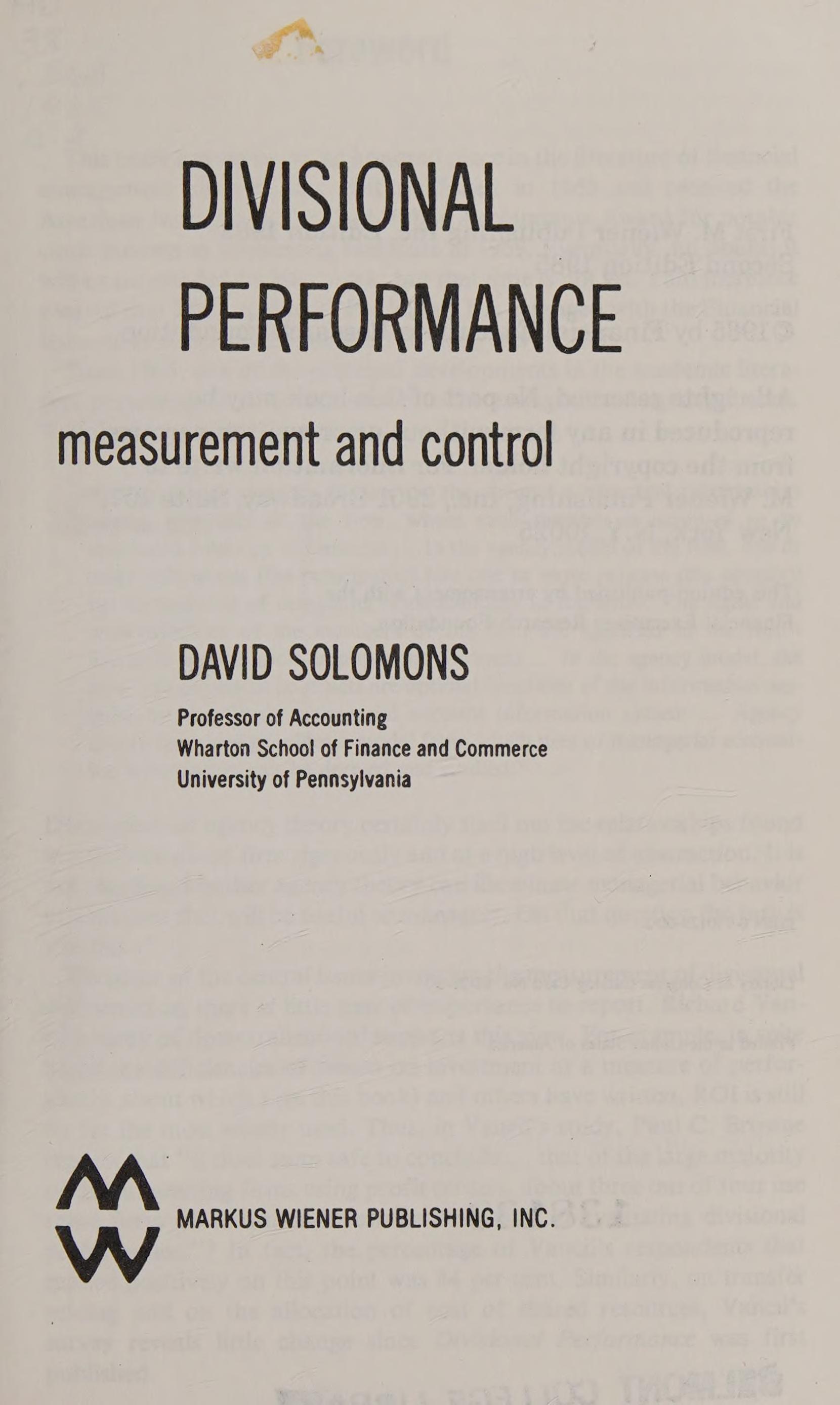 Divisional Performance