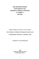 The Pioneer Swedish Settlements and Swedish Lutheran Churches in America 1845-1860