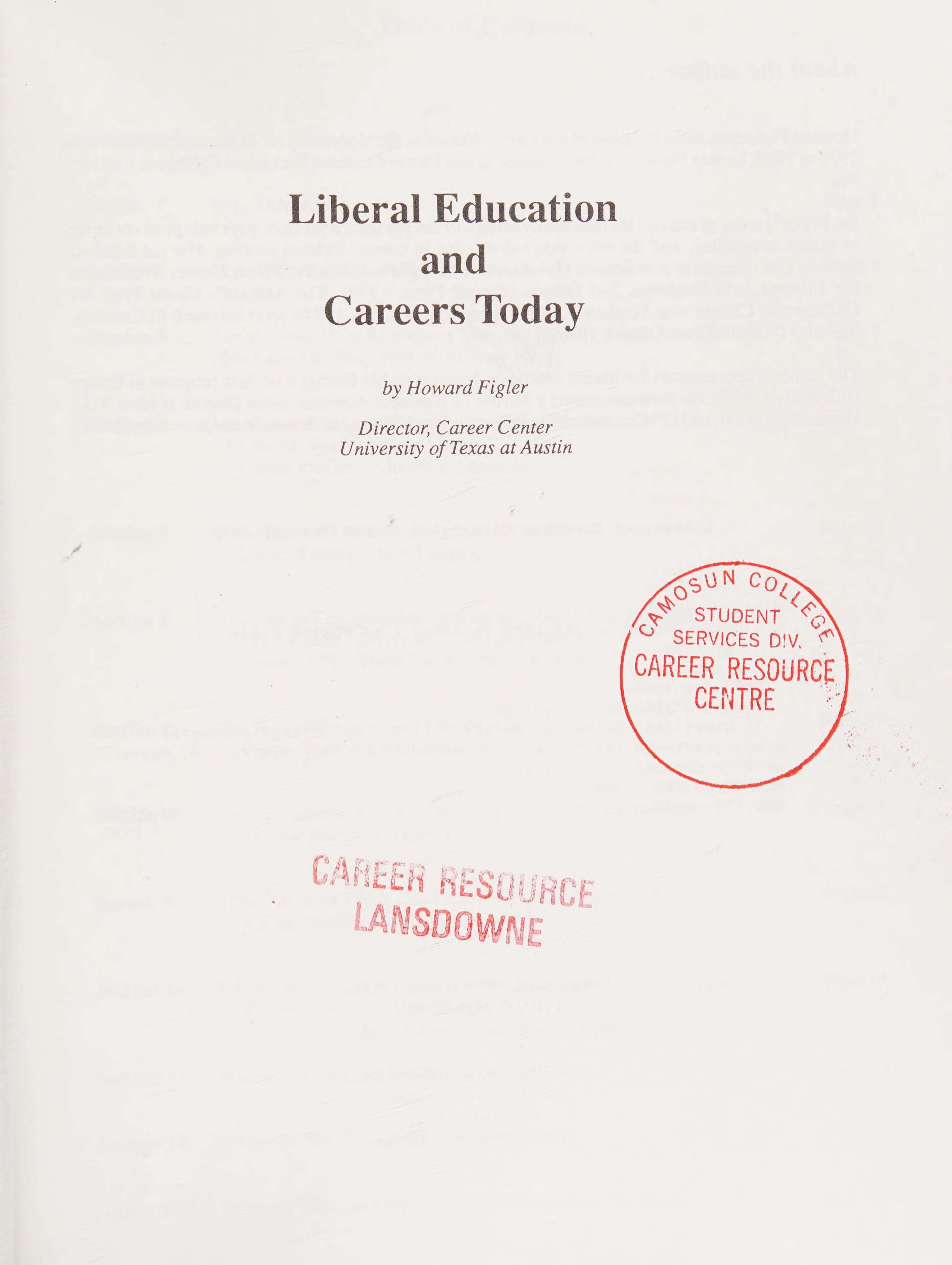 Liberal education and careers today