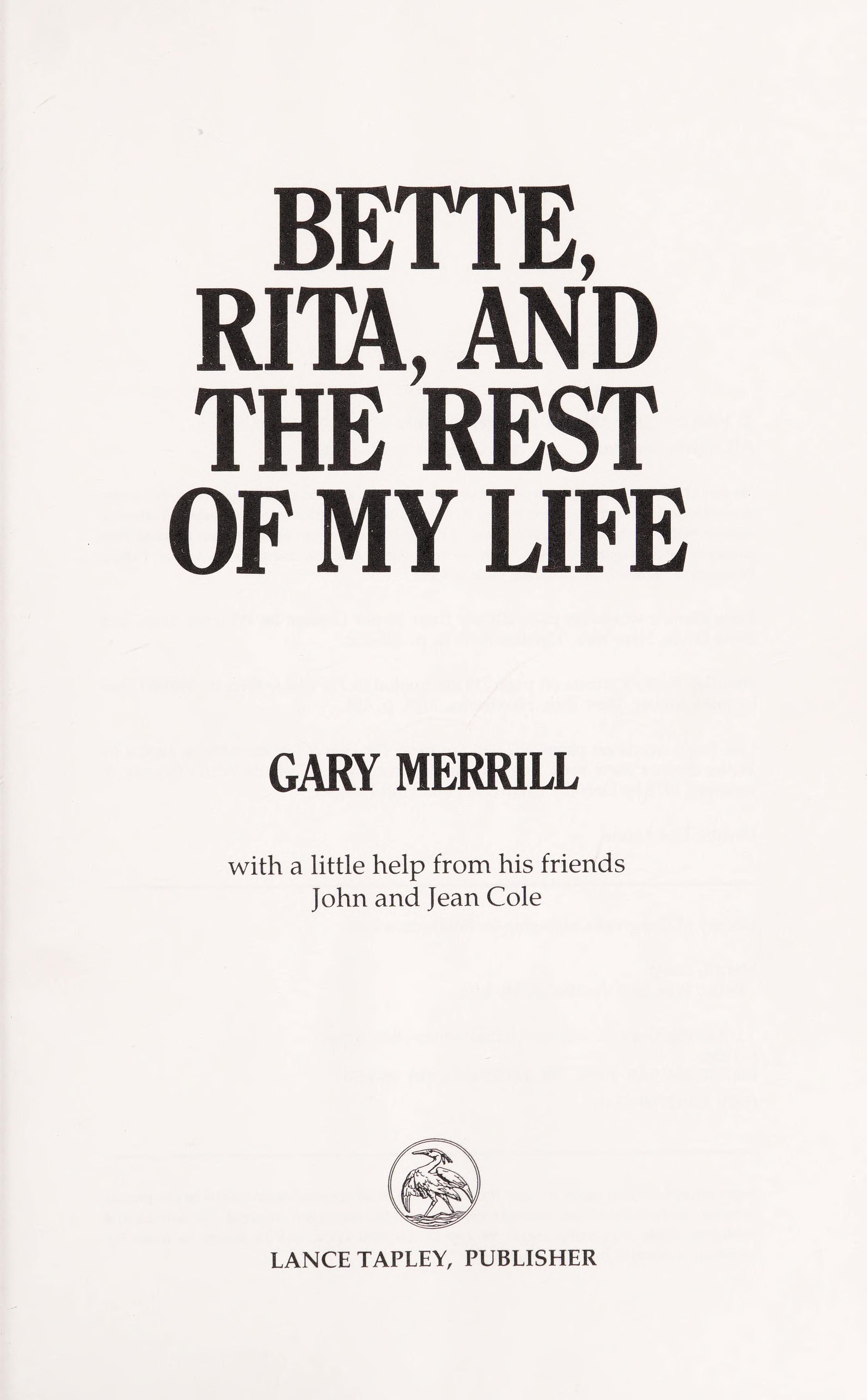 Bette, Rita and the Rest of My Life