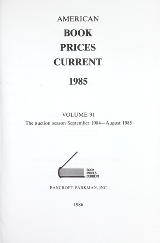 American Book Prices Current