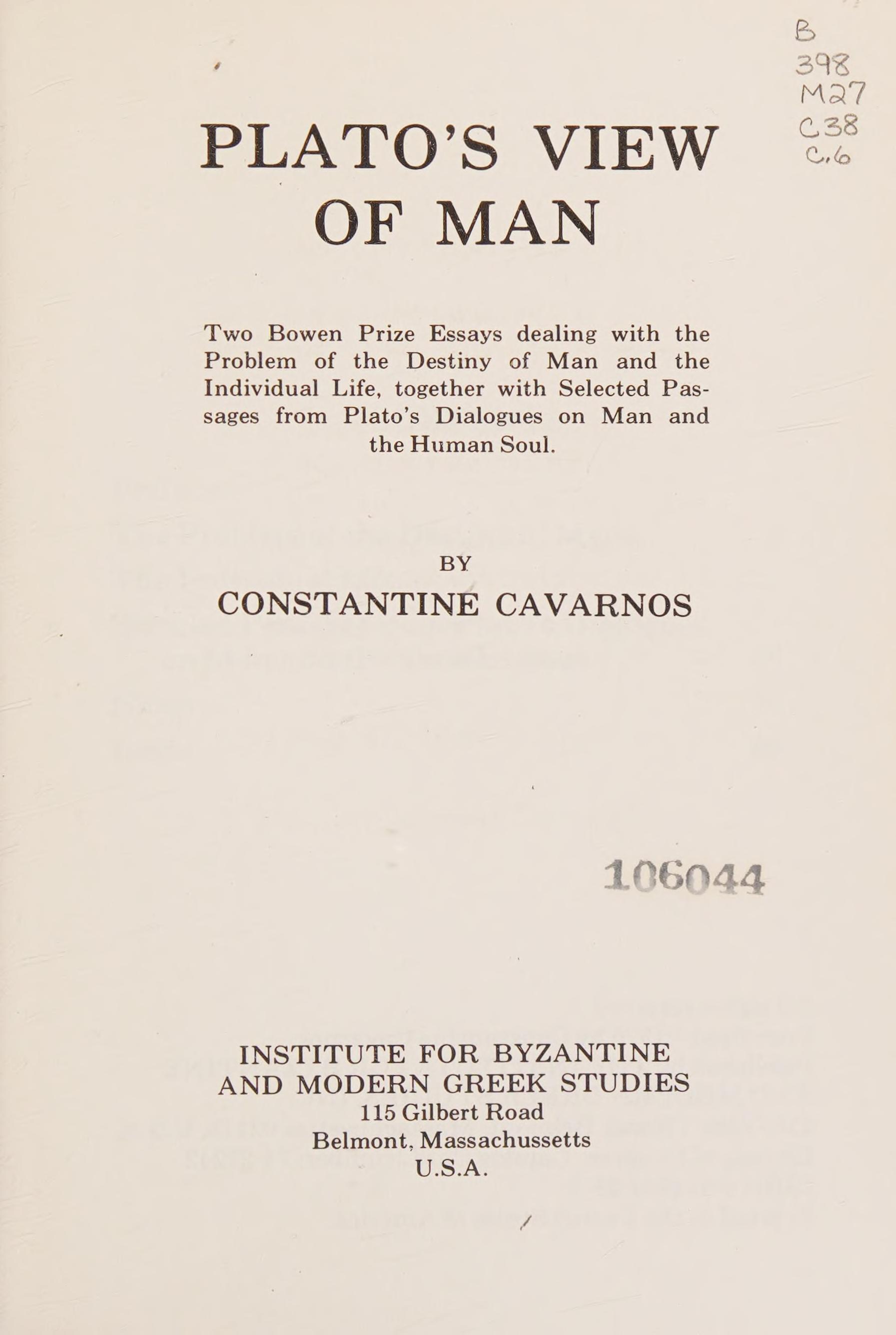 Plato's View of Man