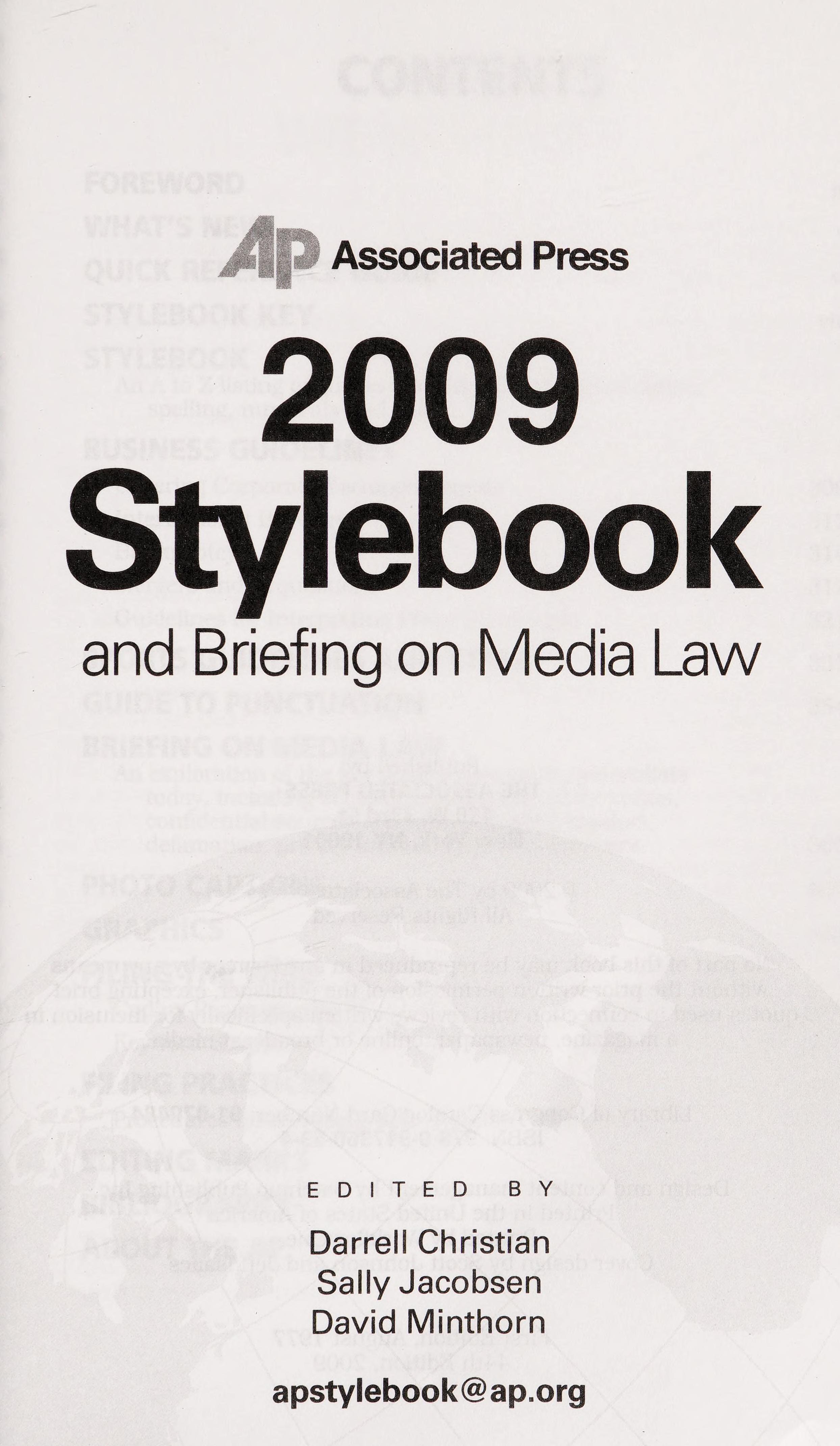 Associated Press Stylebook and Briefing on Media 2009