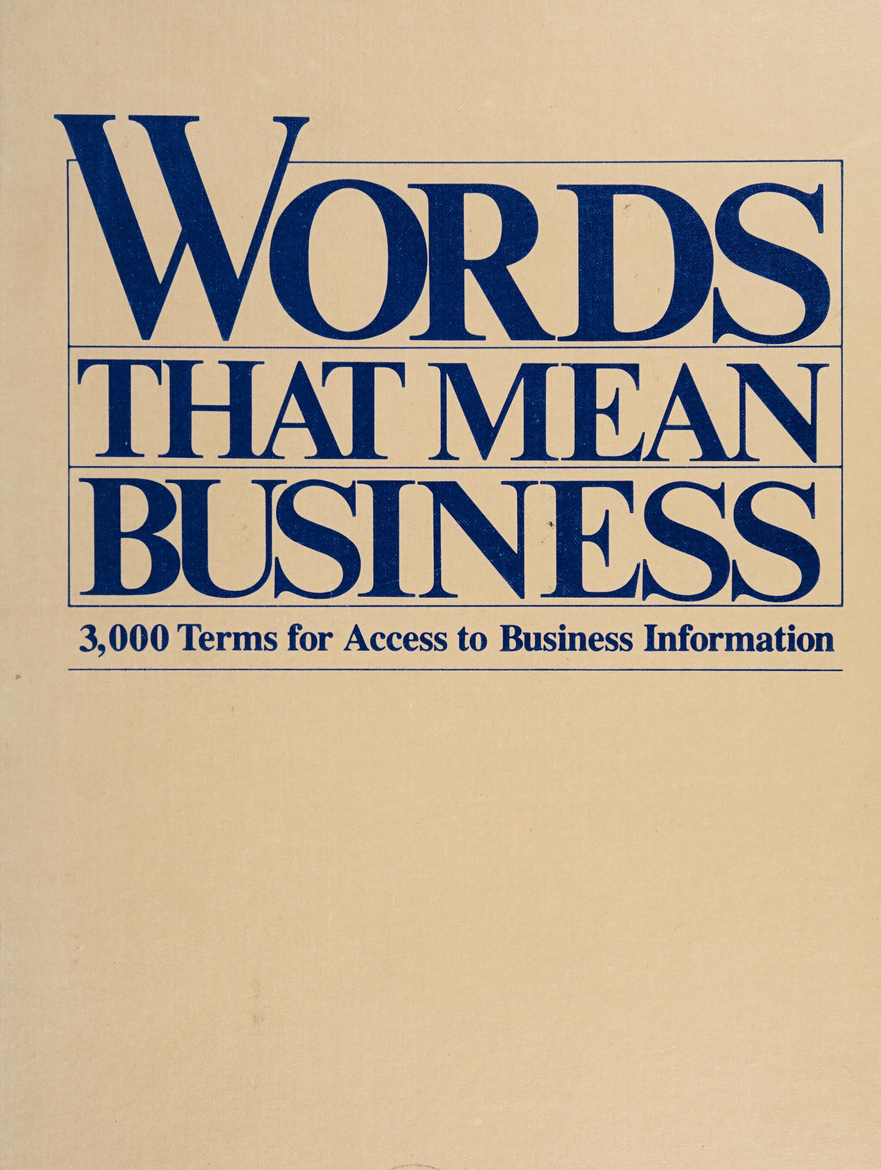 Words That Mean Business