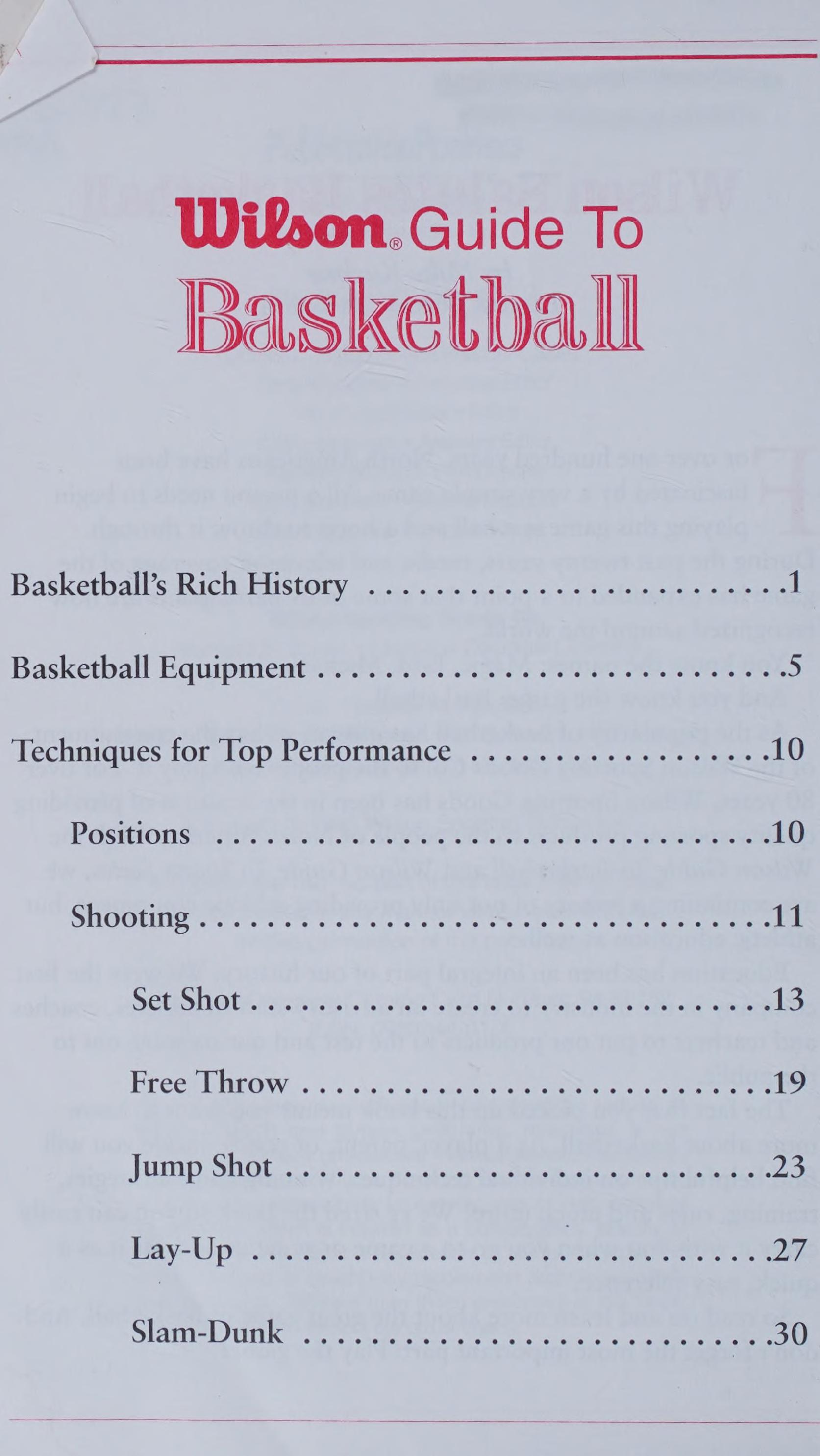 Wilson Guide to Sports, Baskerball