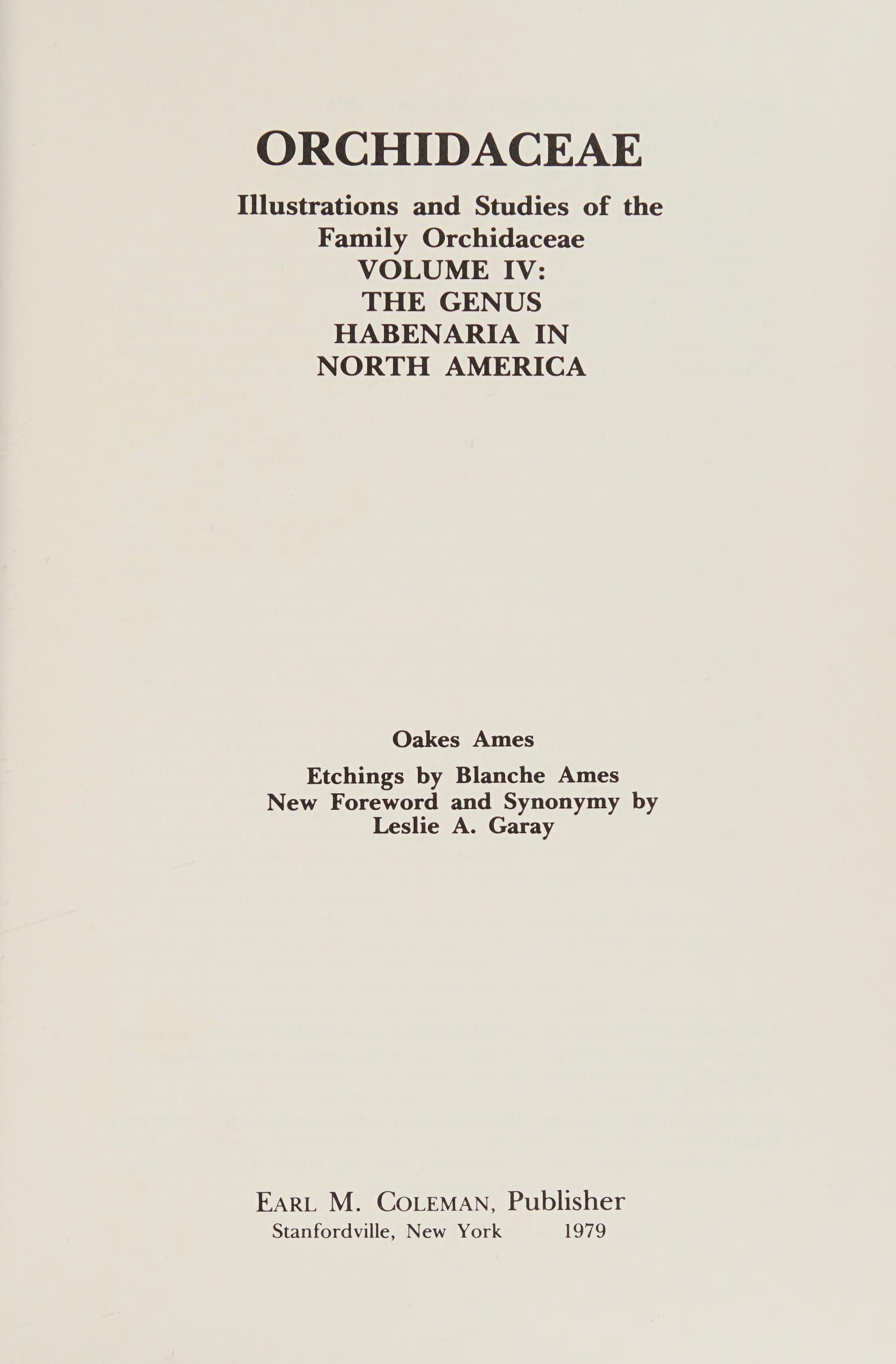 The Genus Habenaria in North America