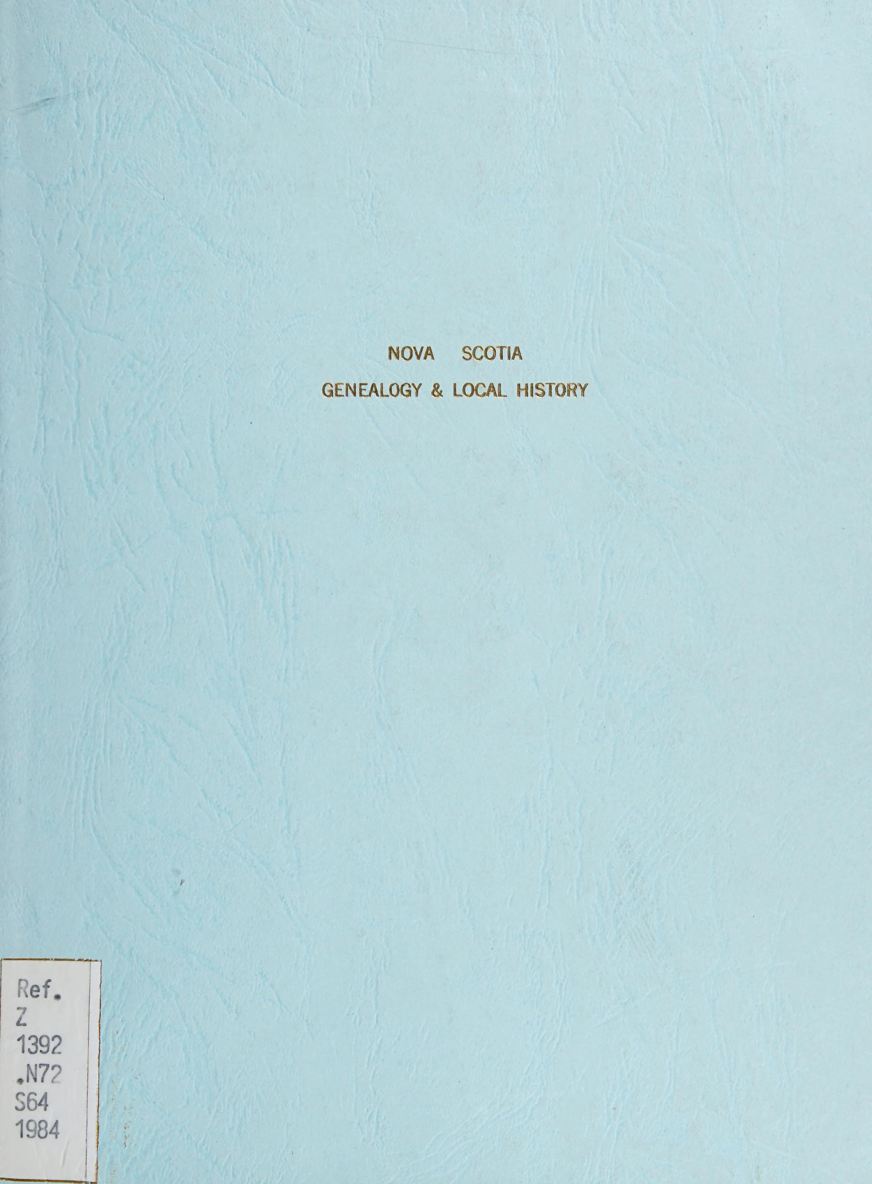 Nova Scotia, Genealogy and Local History