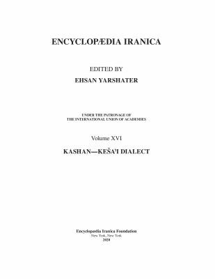 Encyclopaedia Iranica Volume Xvi