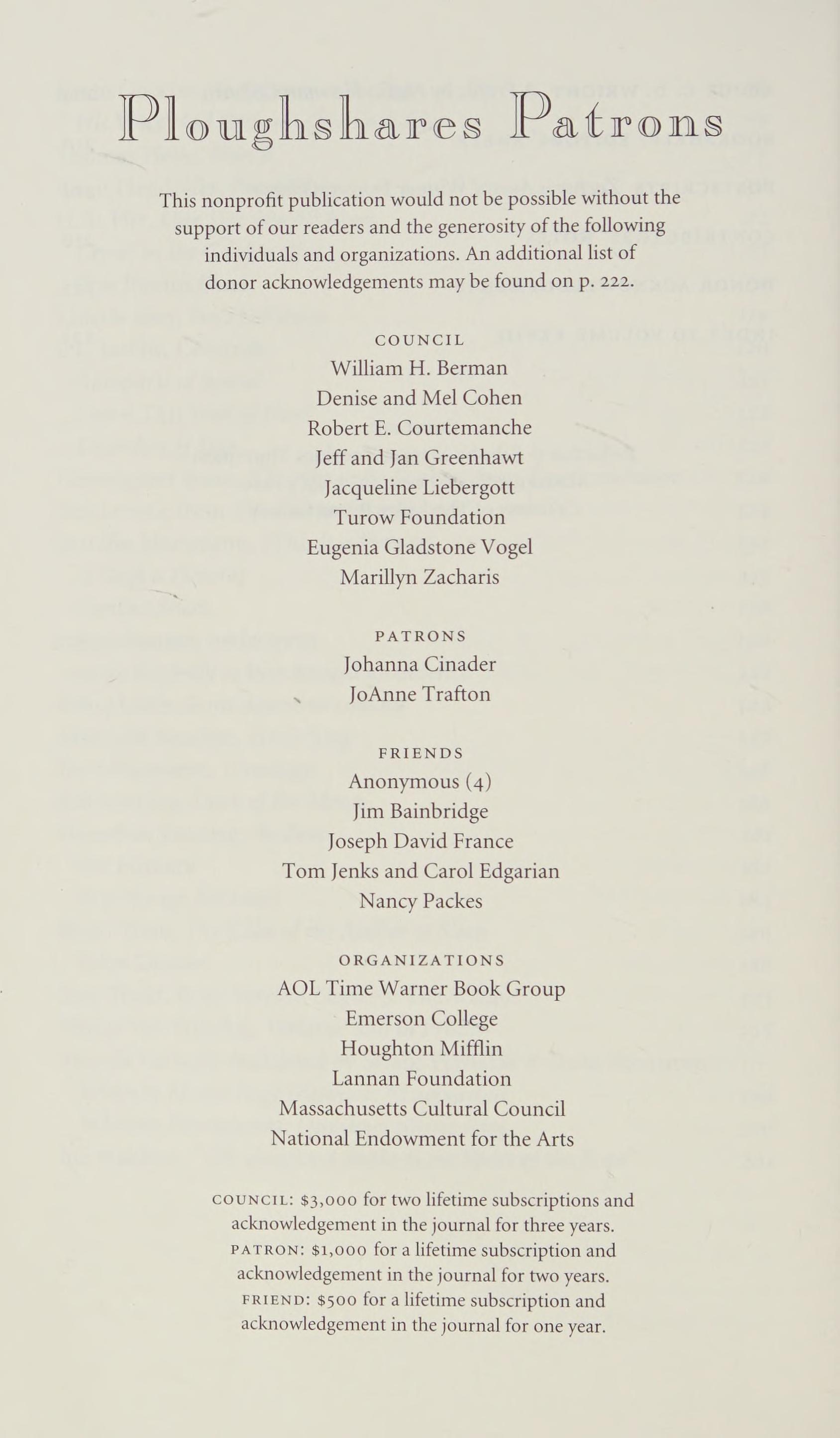 Ploughshares: Poems And Stories