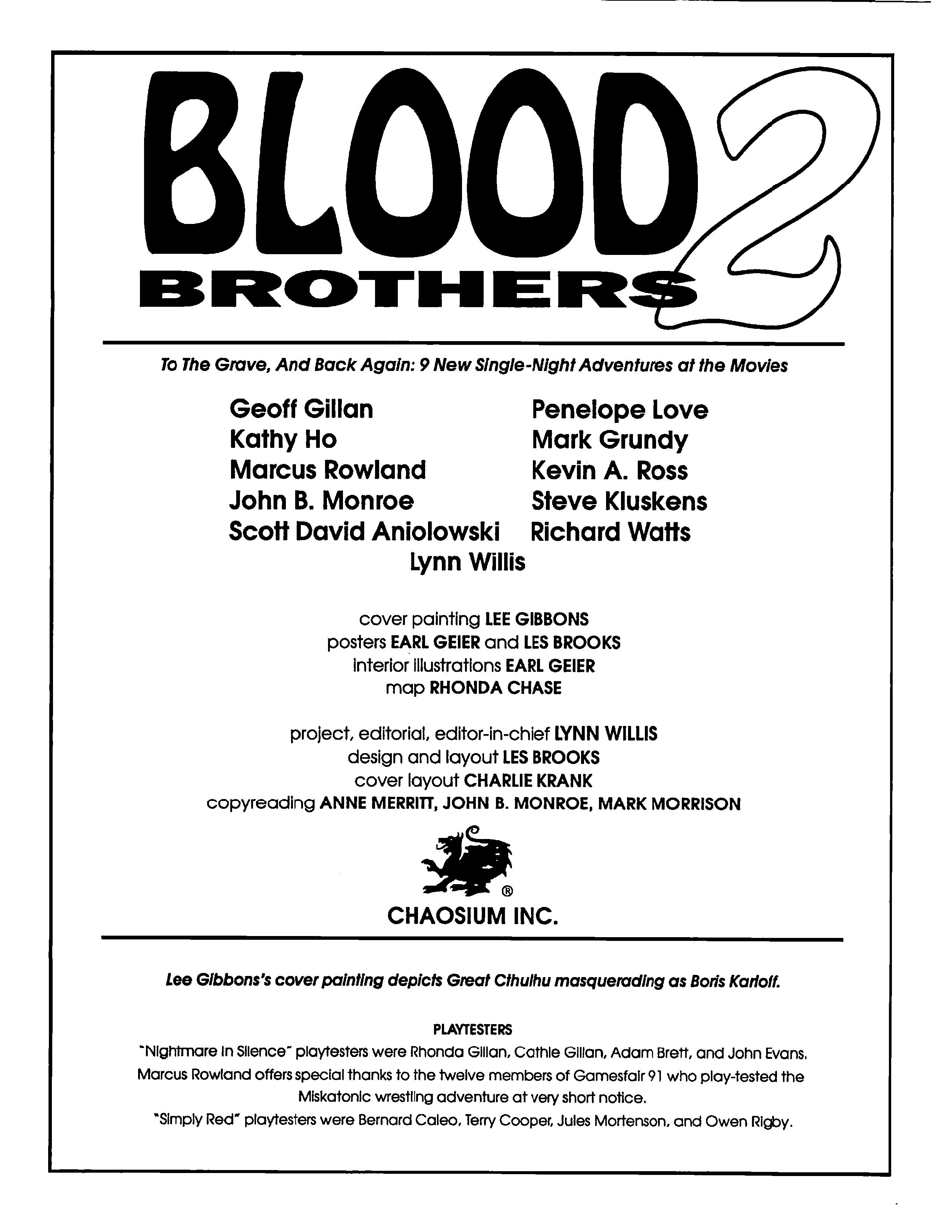 Call Of Cthulhu Non-Mythos: Blood Brothers 2