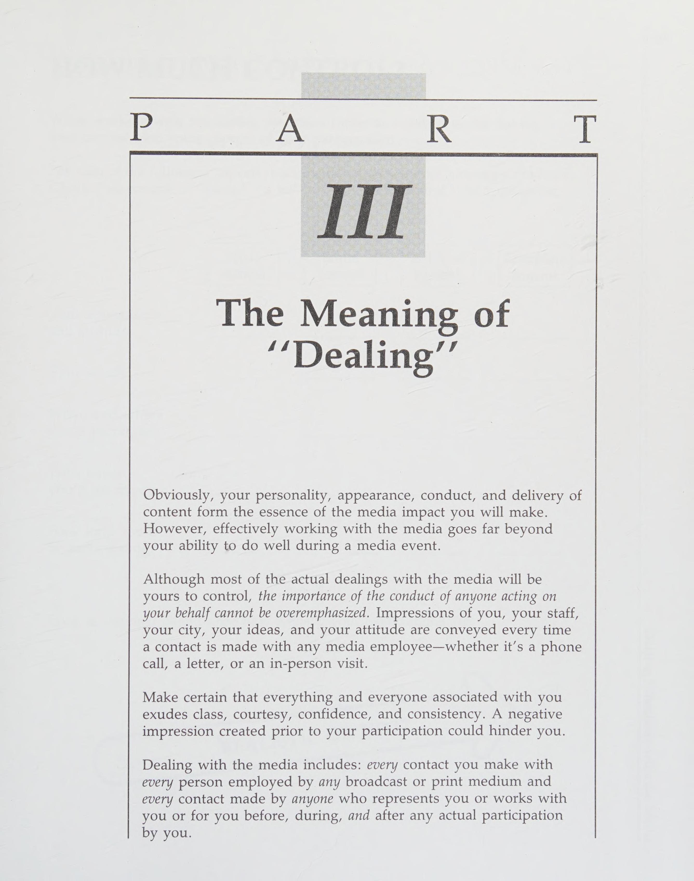 Dealing Effectively with the Media