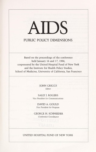 AIDS, Public Policy Dimensions
