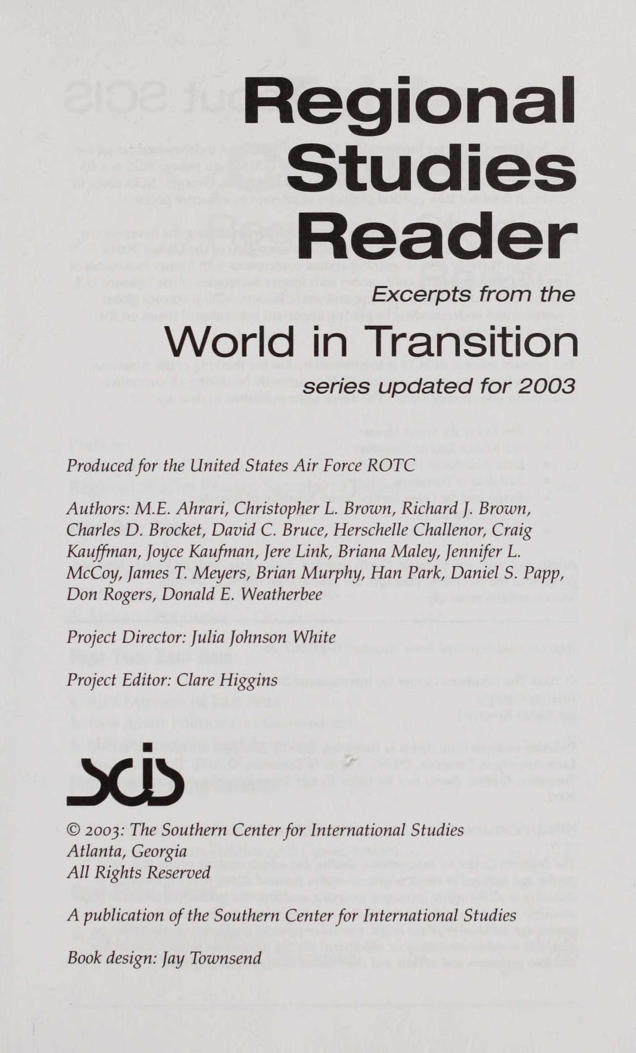 Regional Studies Reader