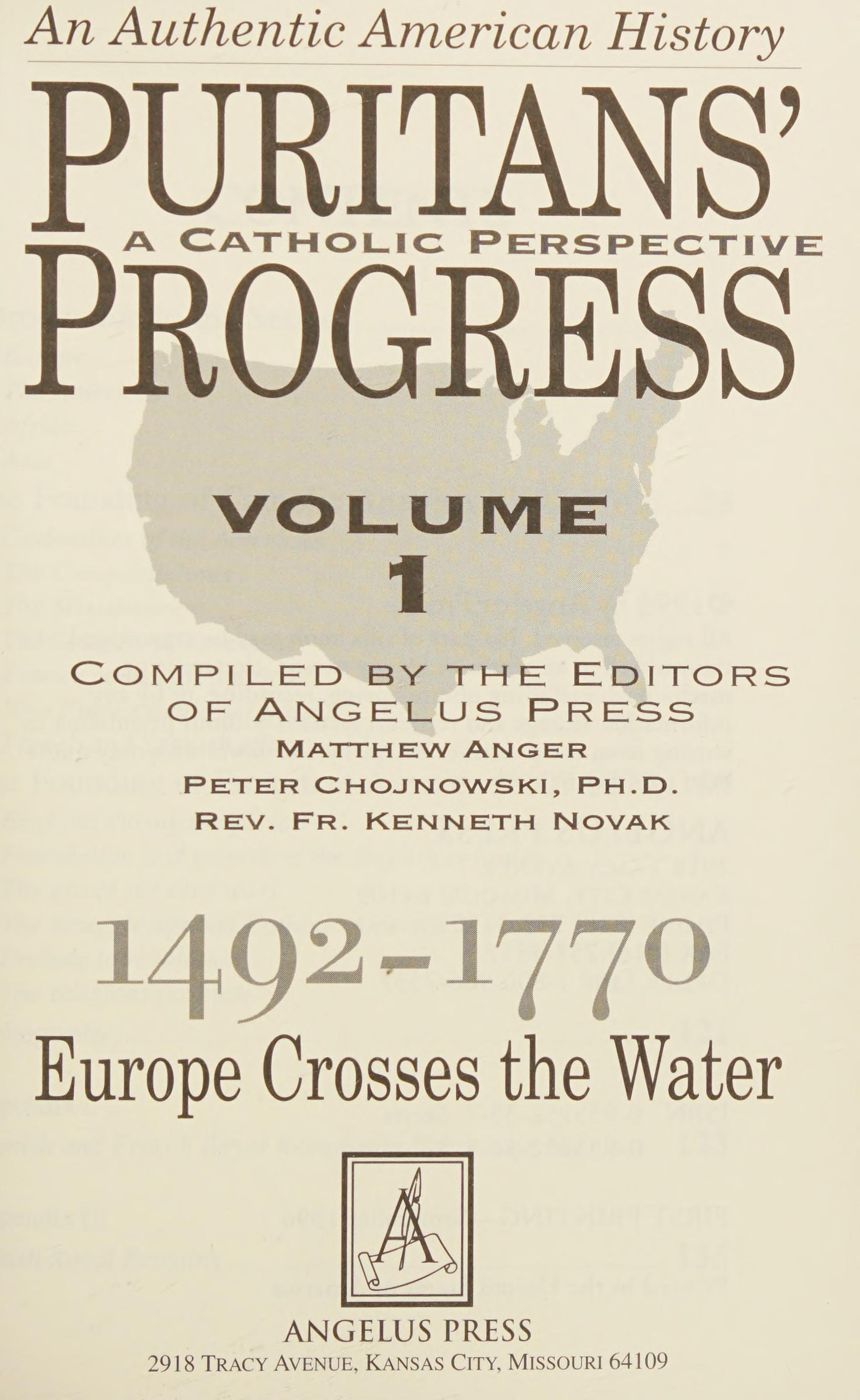 Puritans' Progress: A Catholic Perspective