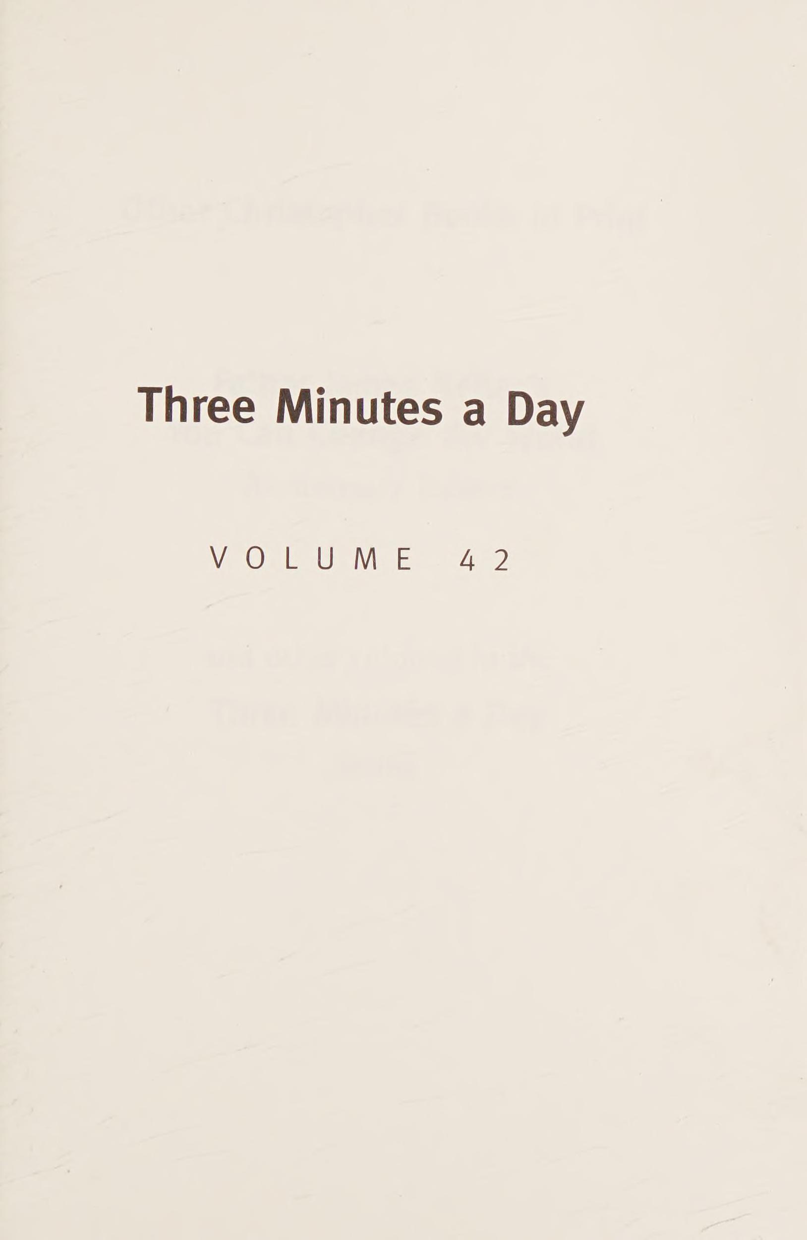 Three Minutes a Day, the Christophers, Volume 42 [ 2007]