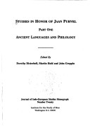 Studies in Honor of Jaan Puhvel - Part One