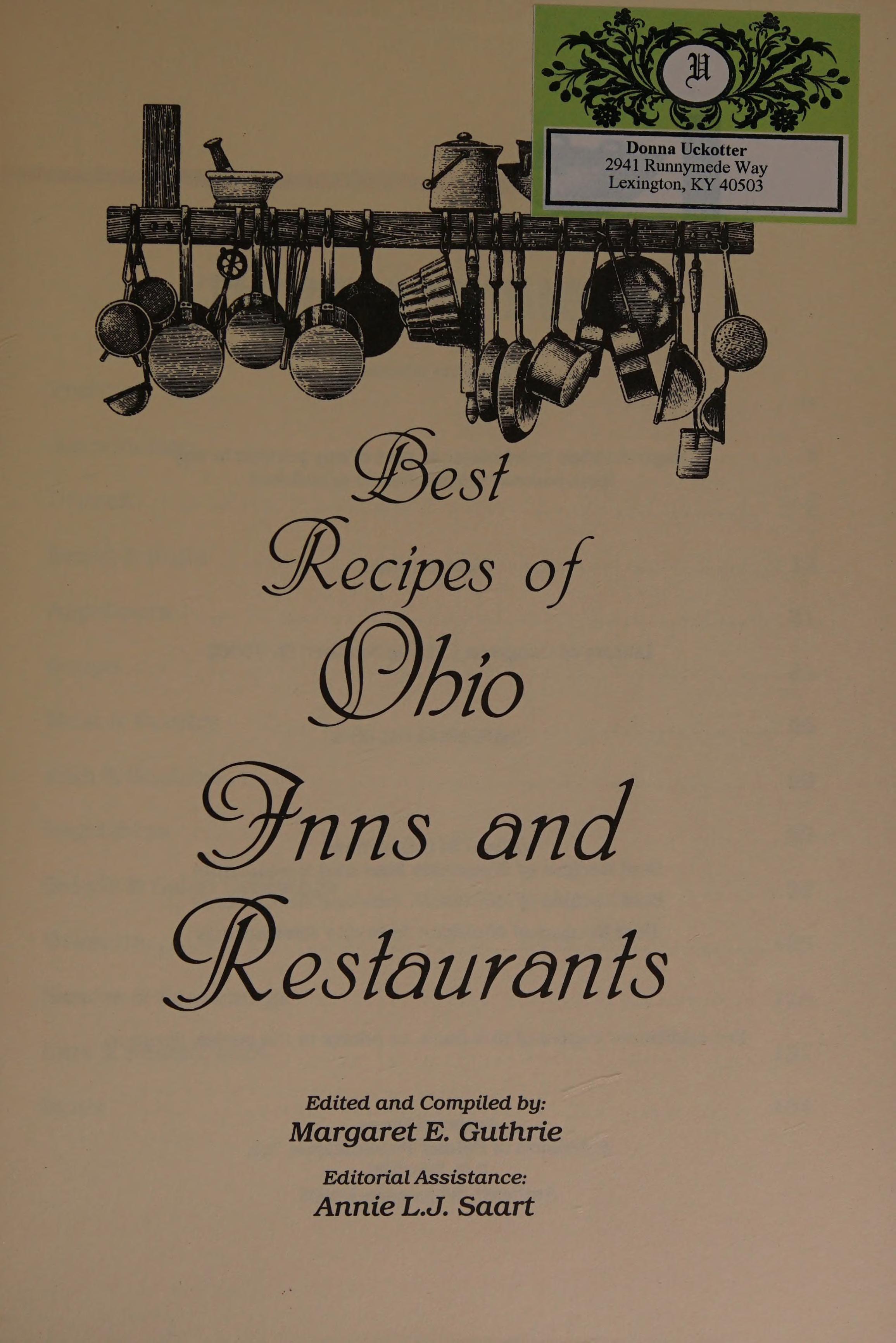 Best Recipes Of Ohio Inns And Restaurants