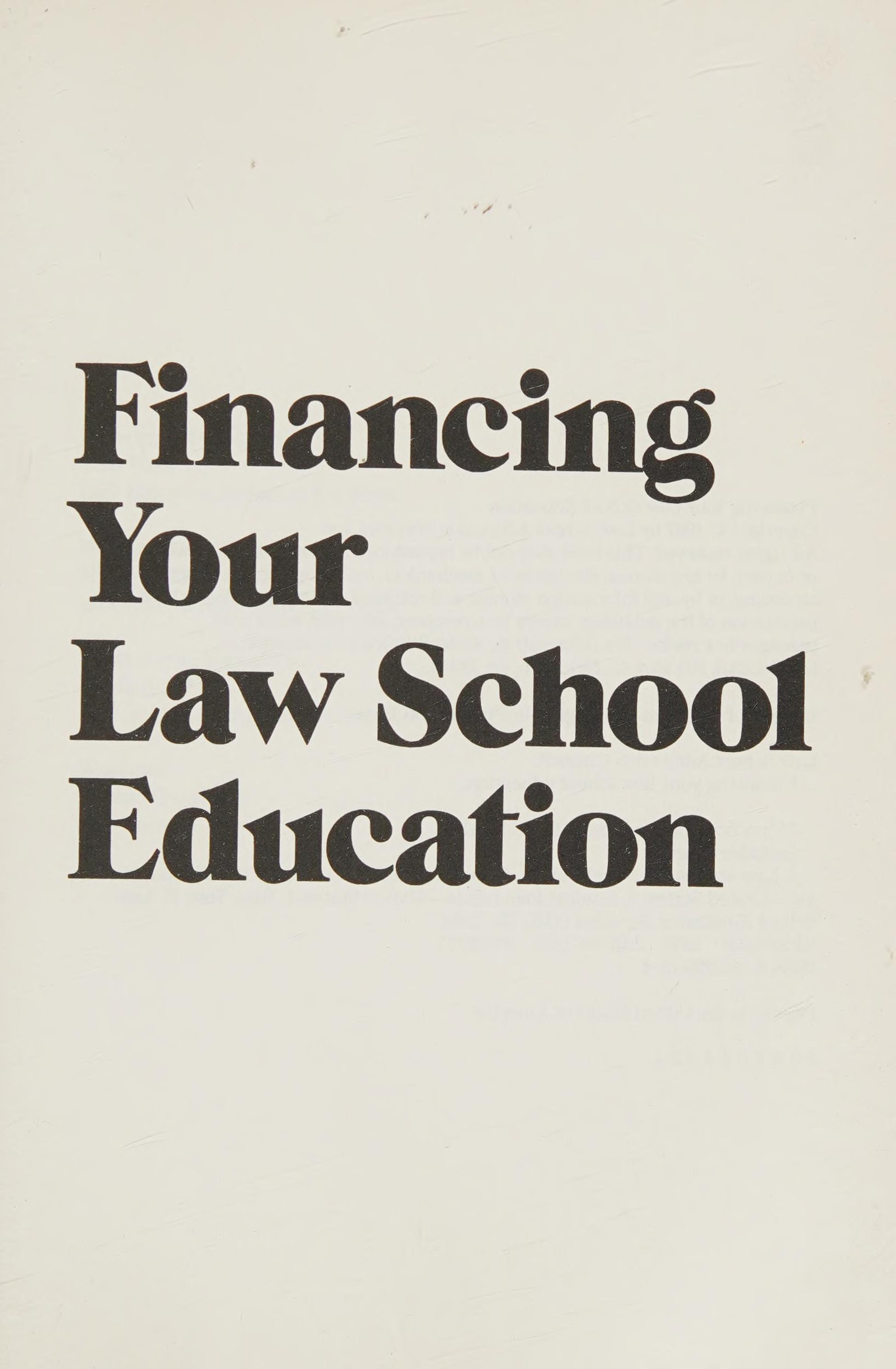 Financing Your Law School Education