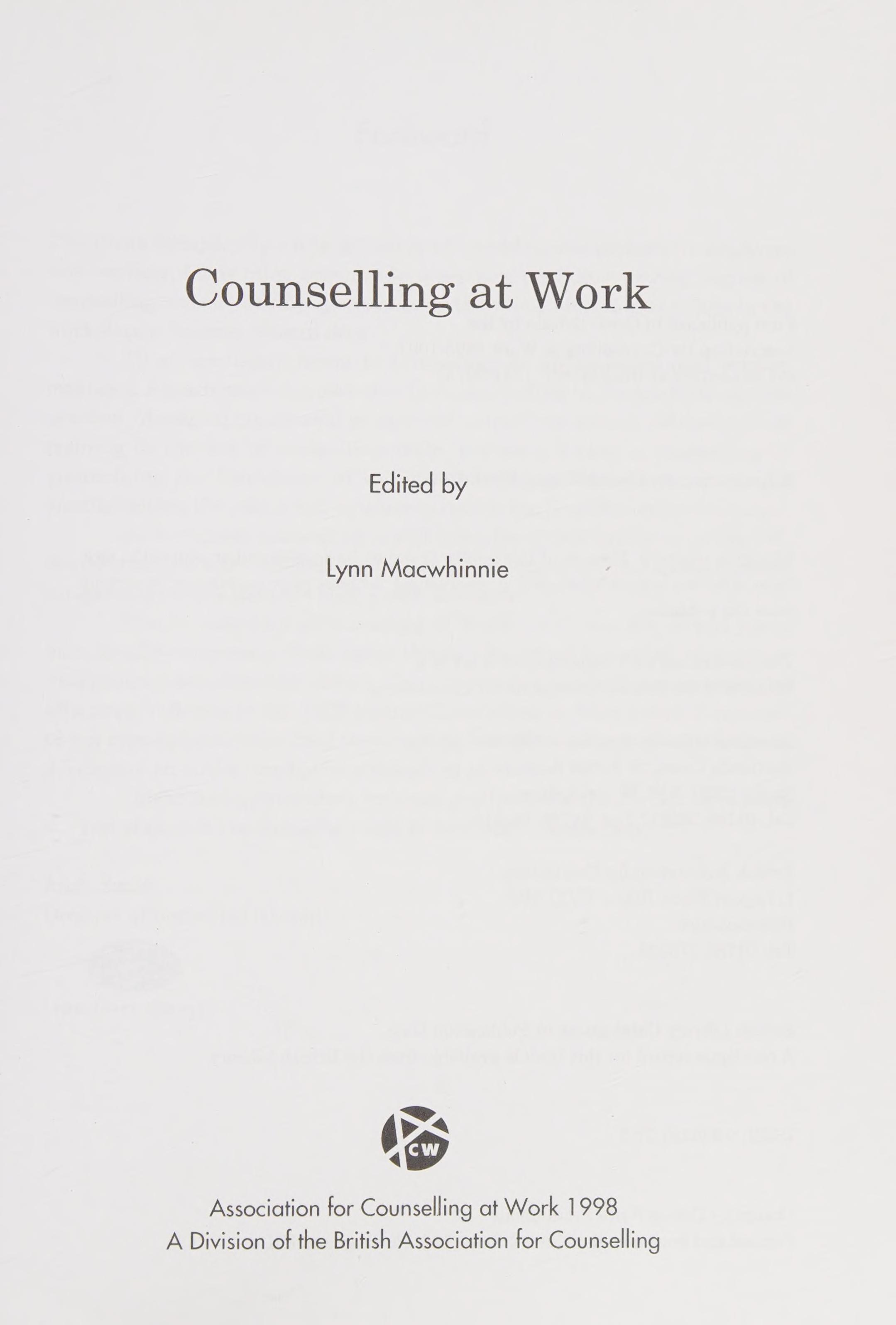 Counselling at Work