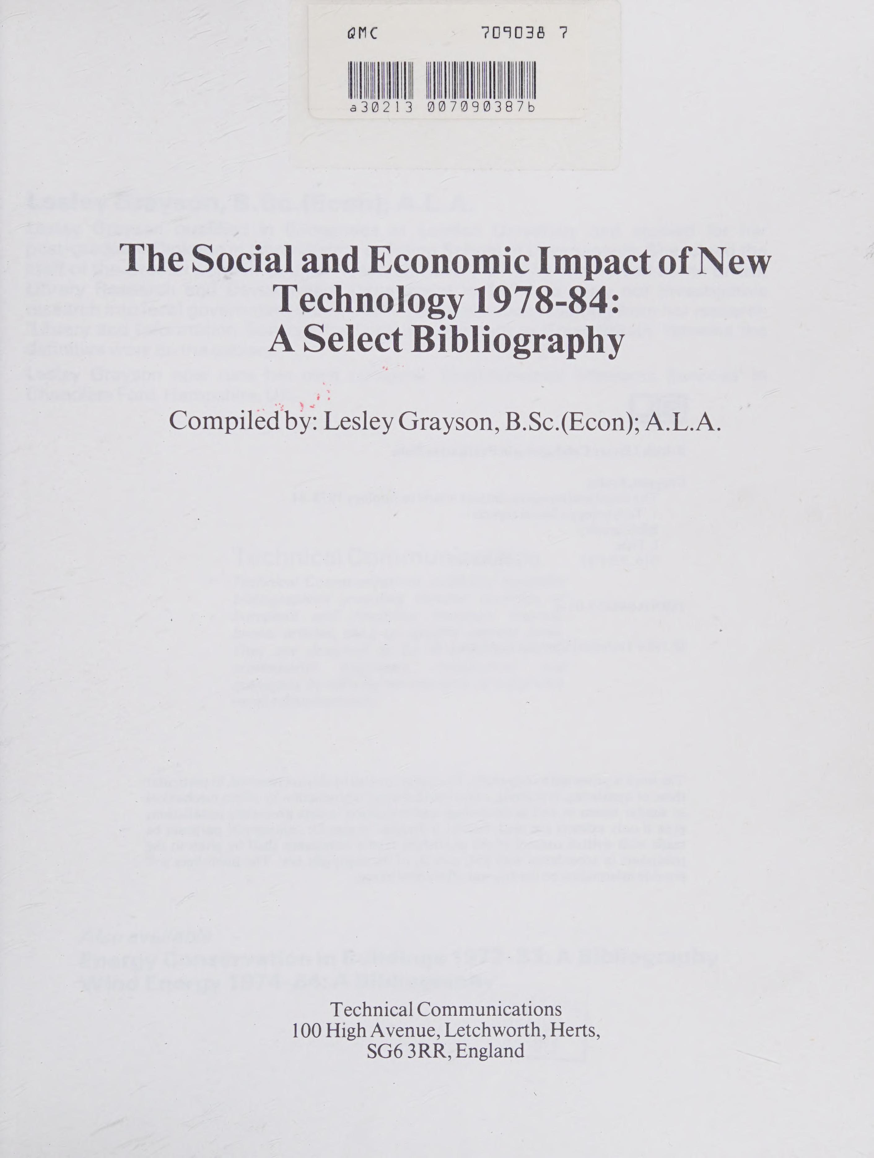 The Social and Economic Impact of New Technology, 1978-84