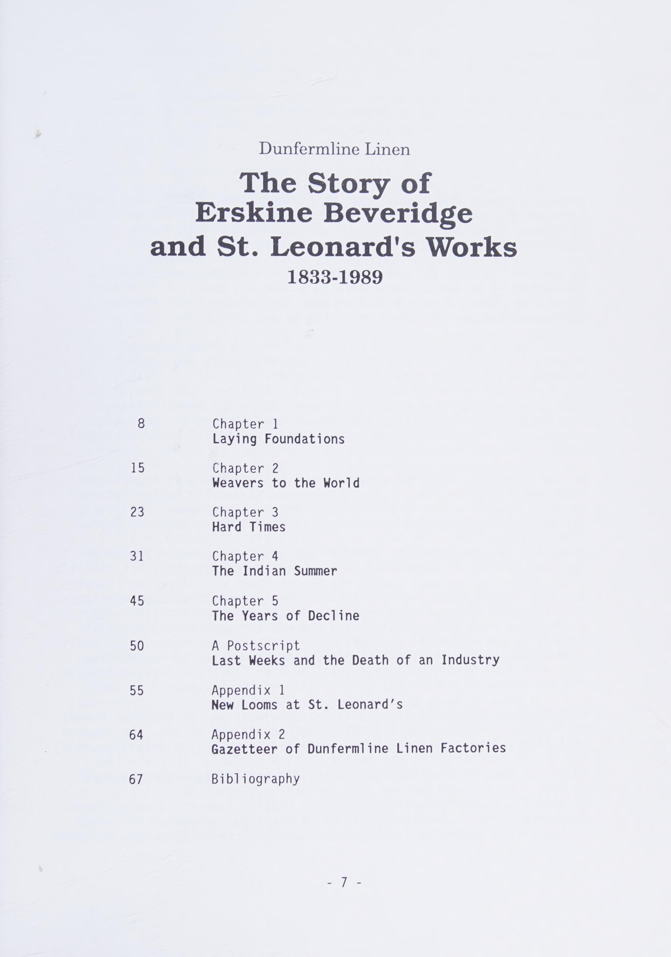 Story of Erskine Beveridge and St.Leonard's Works, 1833-1989