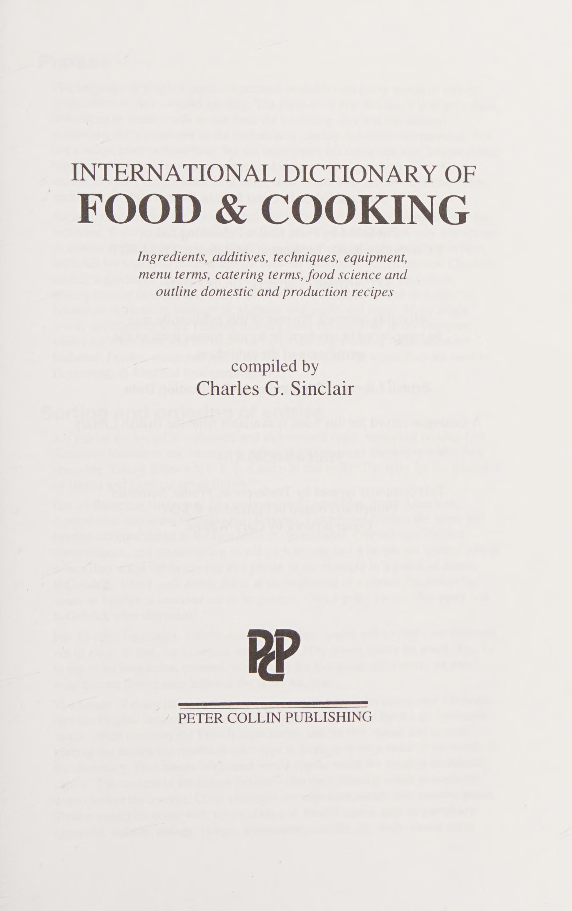 International Dictionary Of Food & Cooking