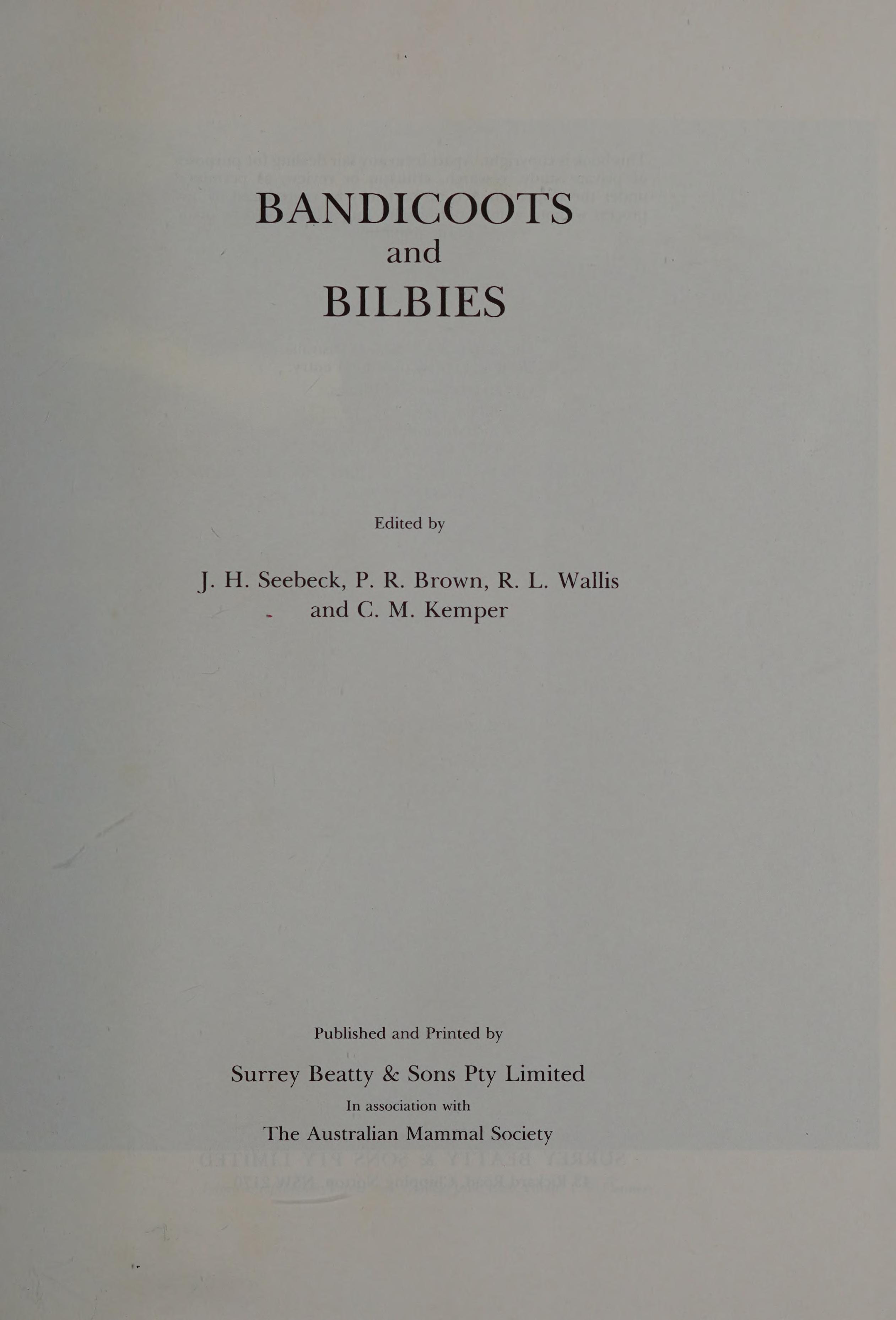Bandicoots and Bilbies