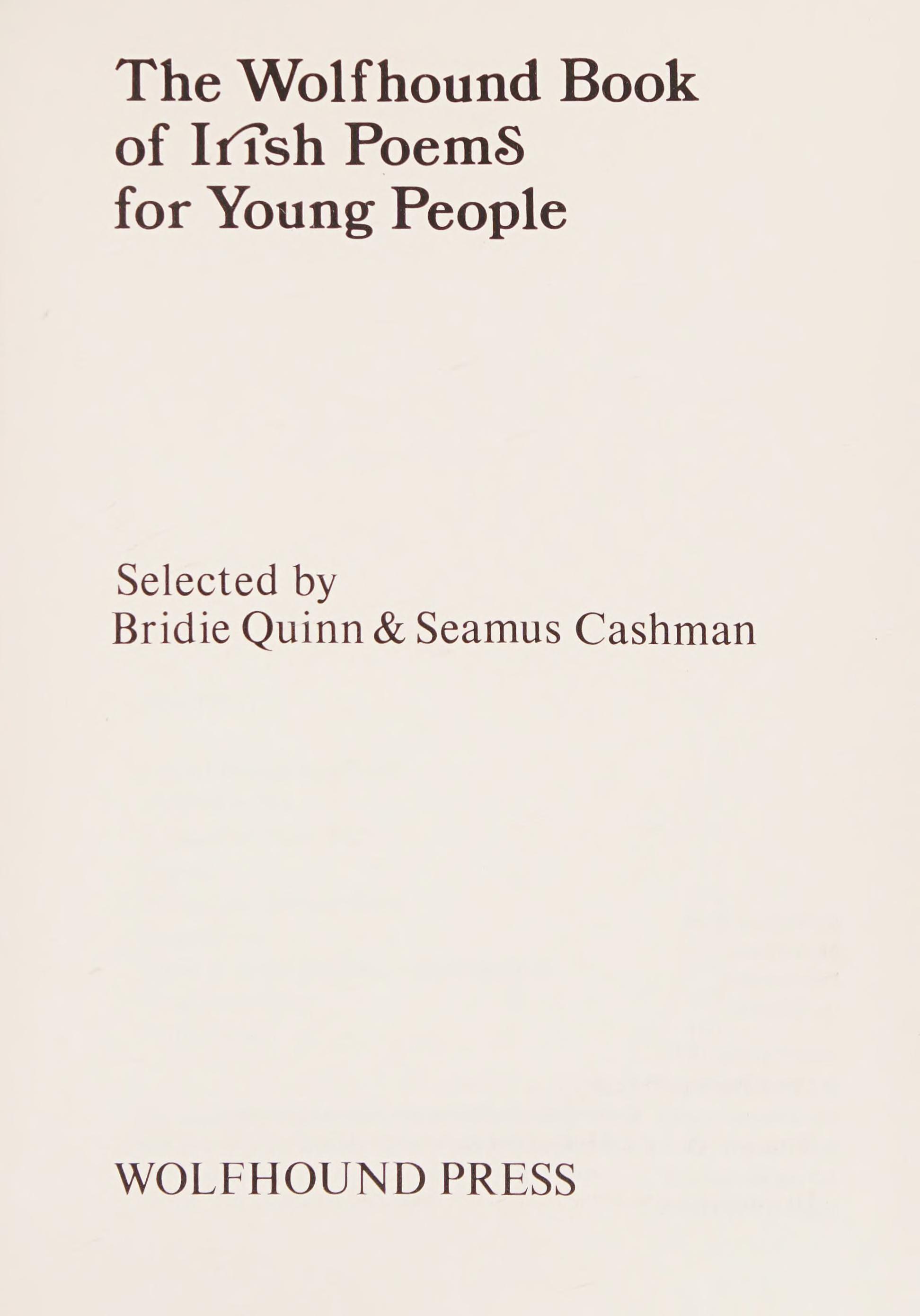 The Wolfhound Book Of Irish Poems For Young People