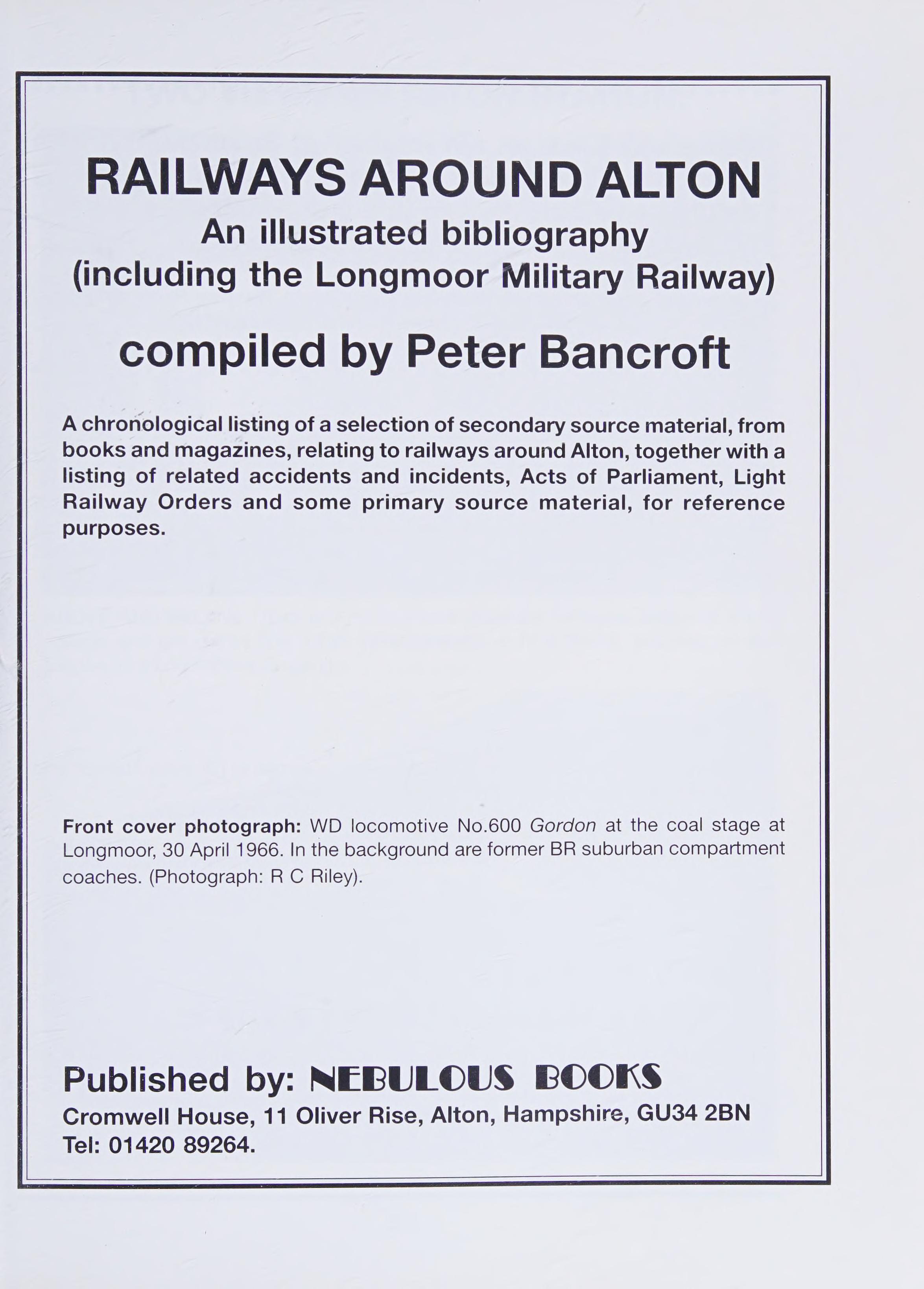 Railways Around Alton: An Illustrated Bibliography