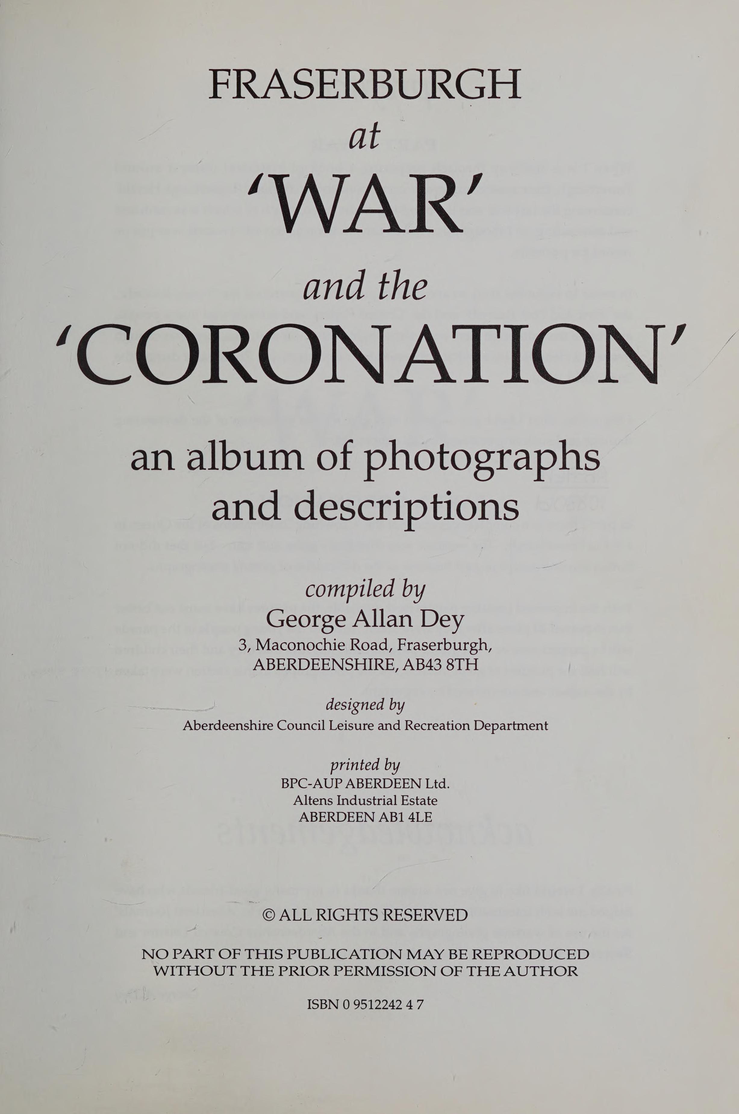 Fraserburgh At War And The Coronation