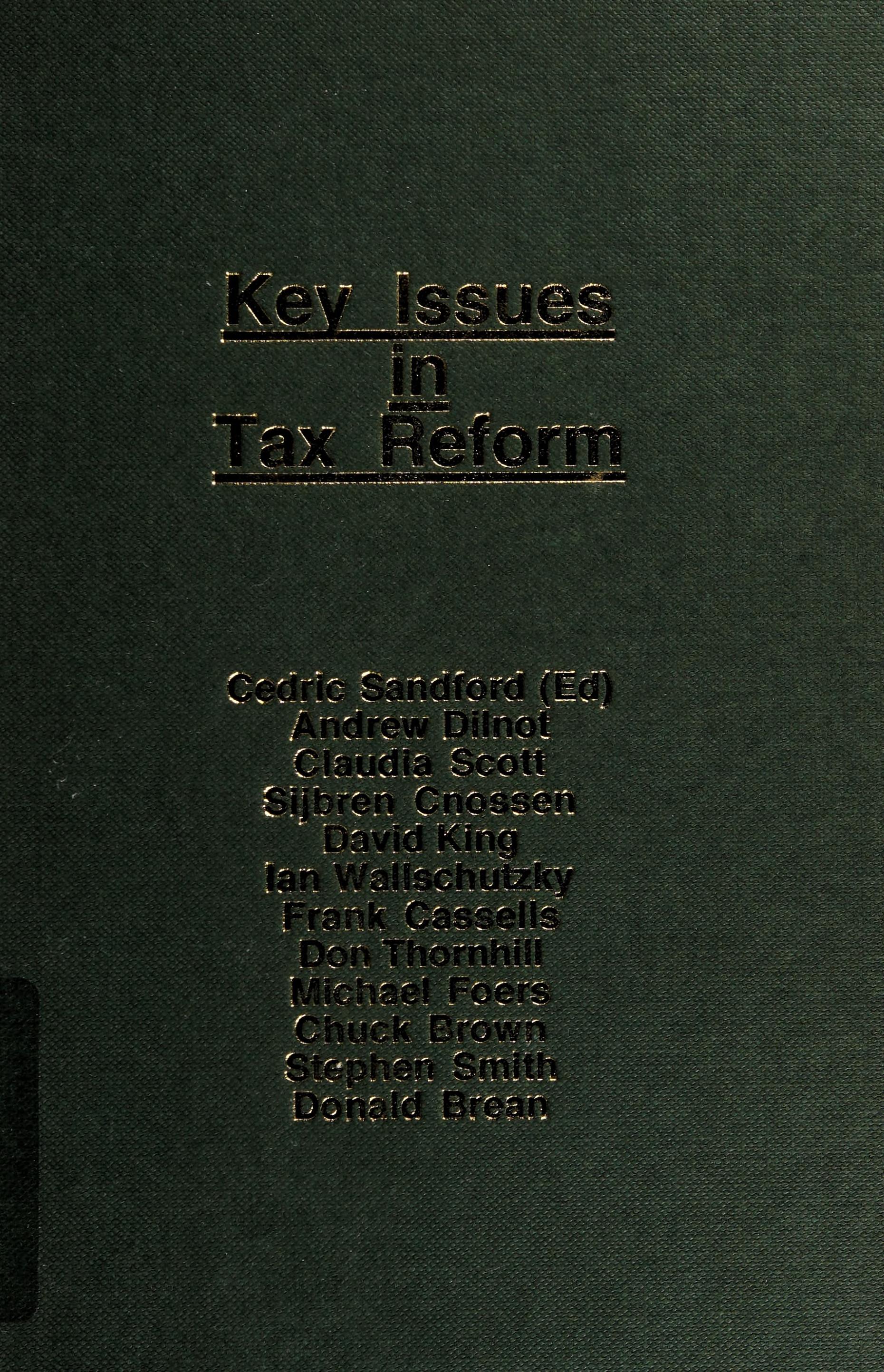 Key Issues In Tax Reform