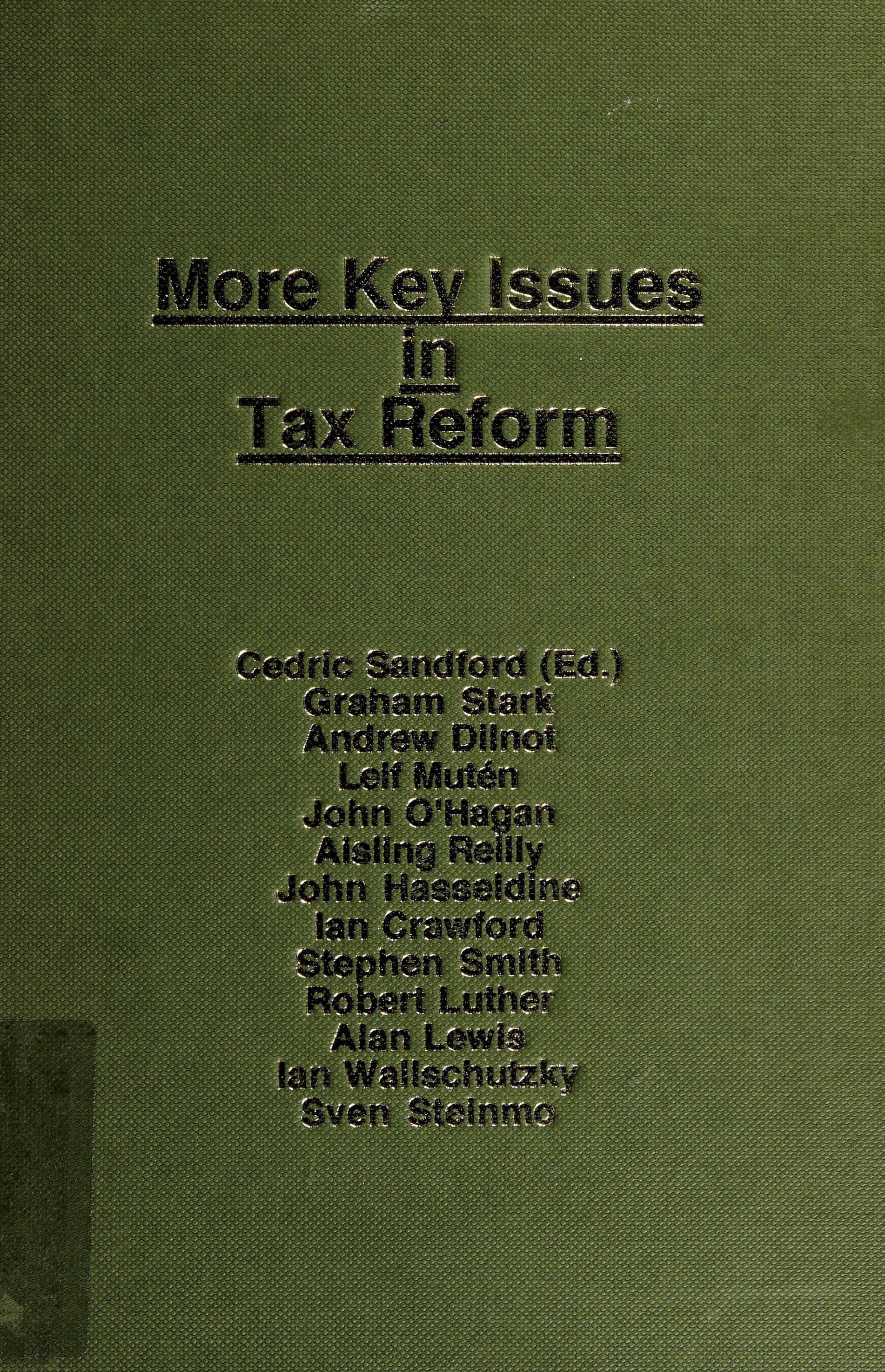 More Key Issues In Tax Reform