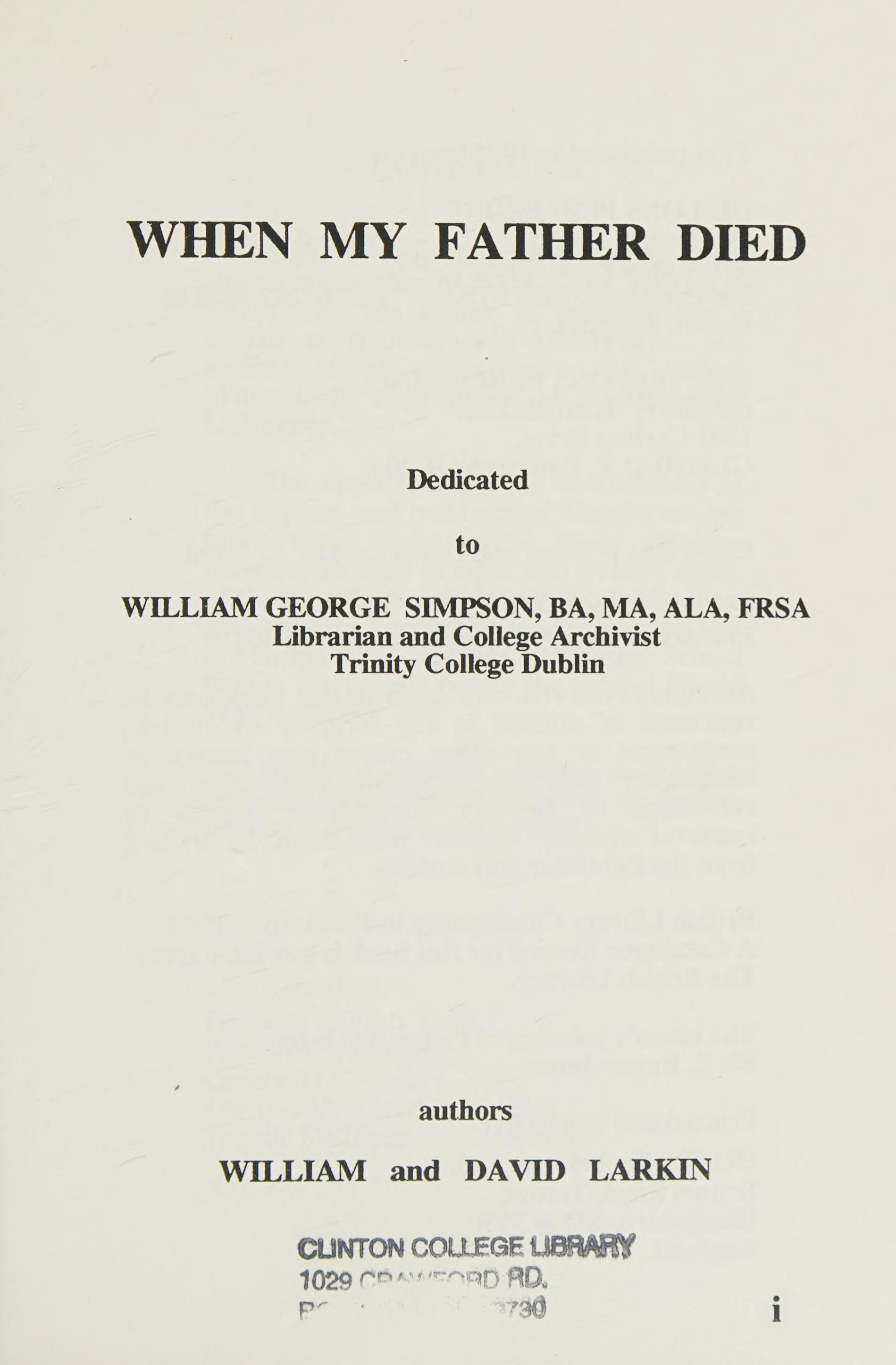 When My Father Died