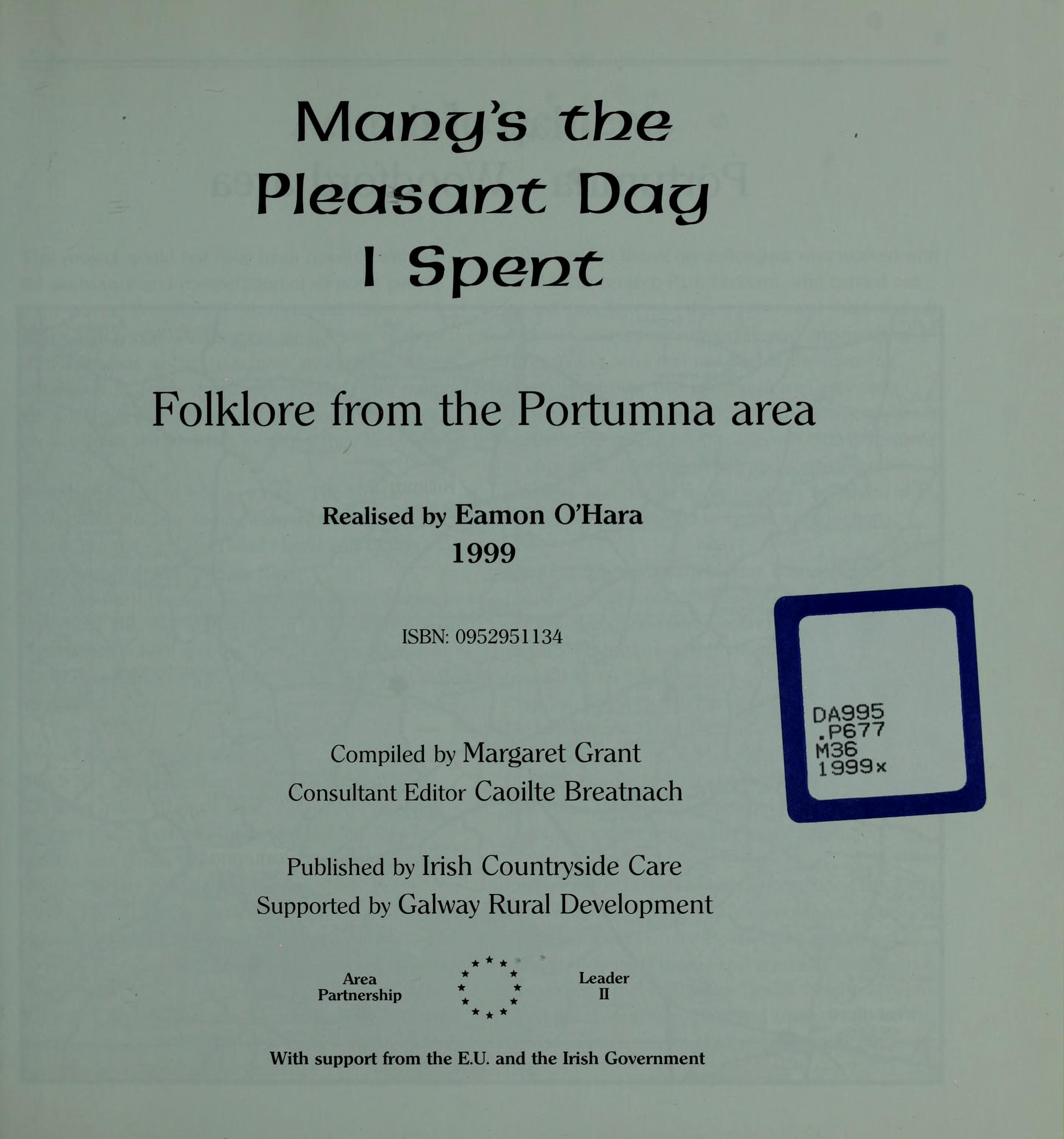Many'S The Pleasant Day I Spent: Folklore From The Portumna Area