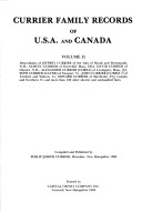 Currier Family Records of U.S.a. And Canada