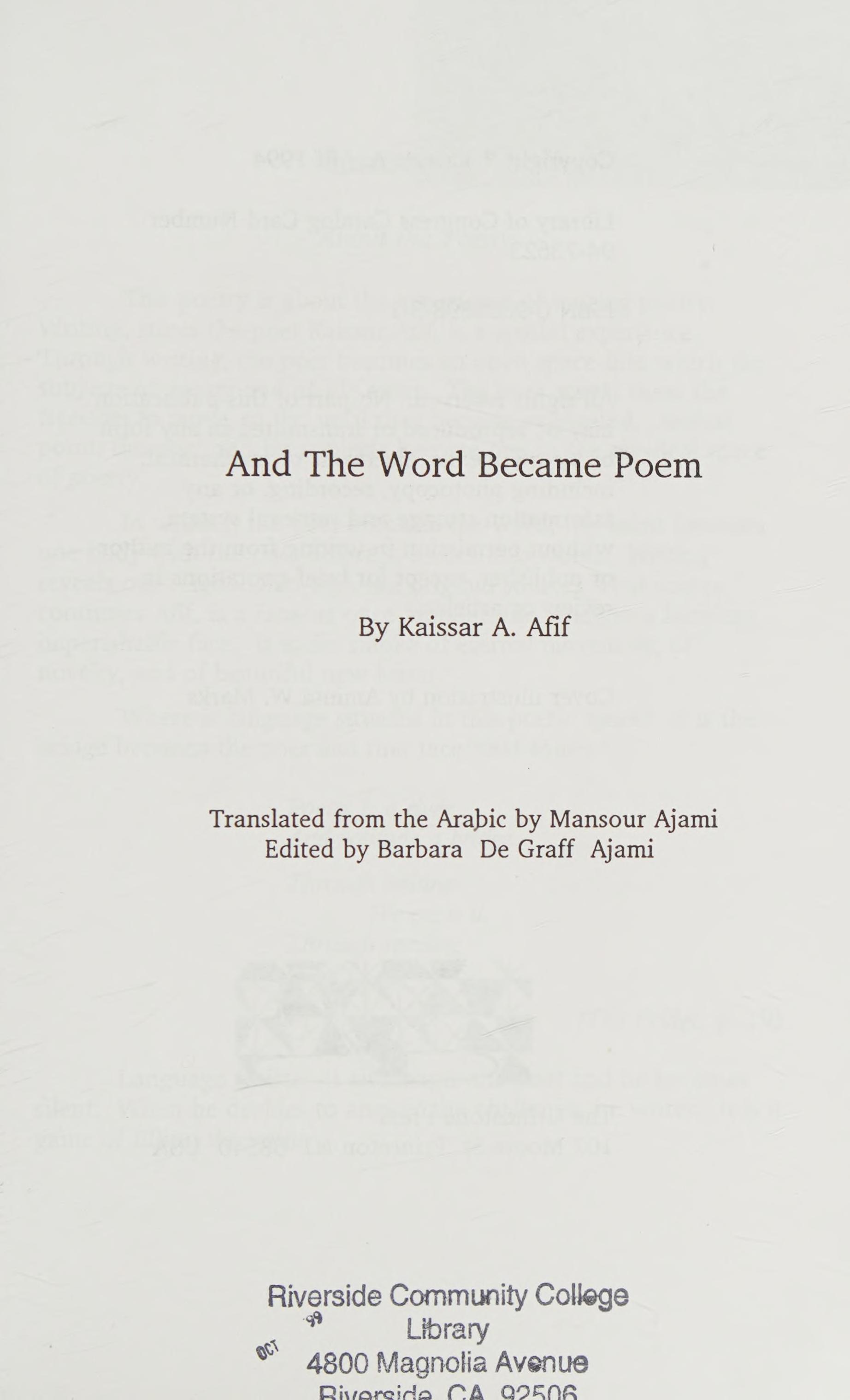 And The Word Became Poem