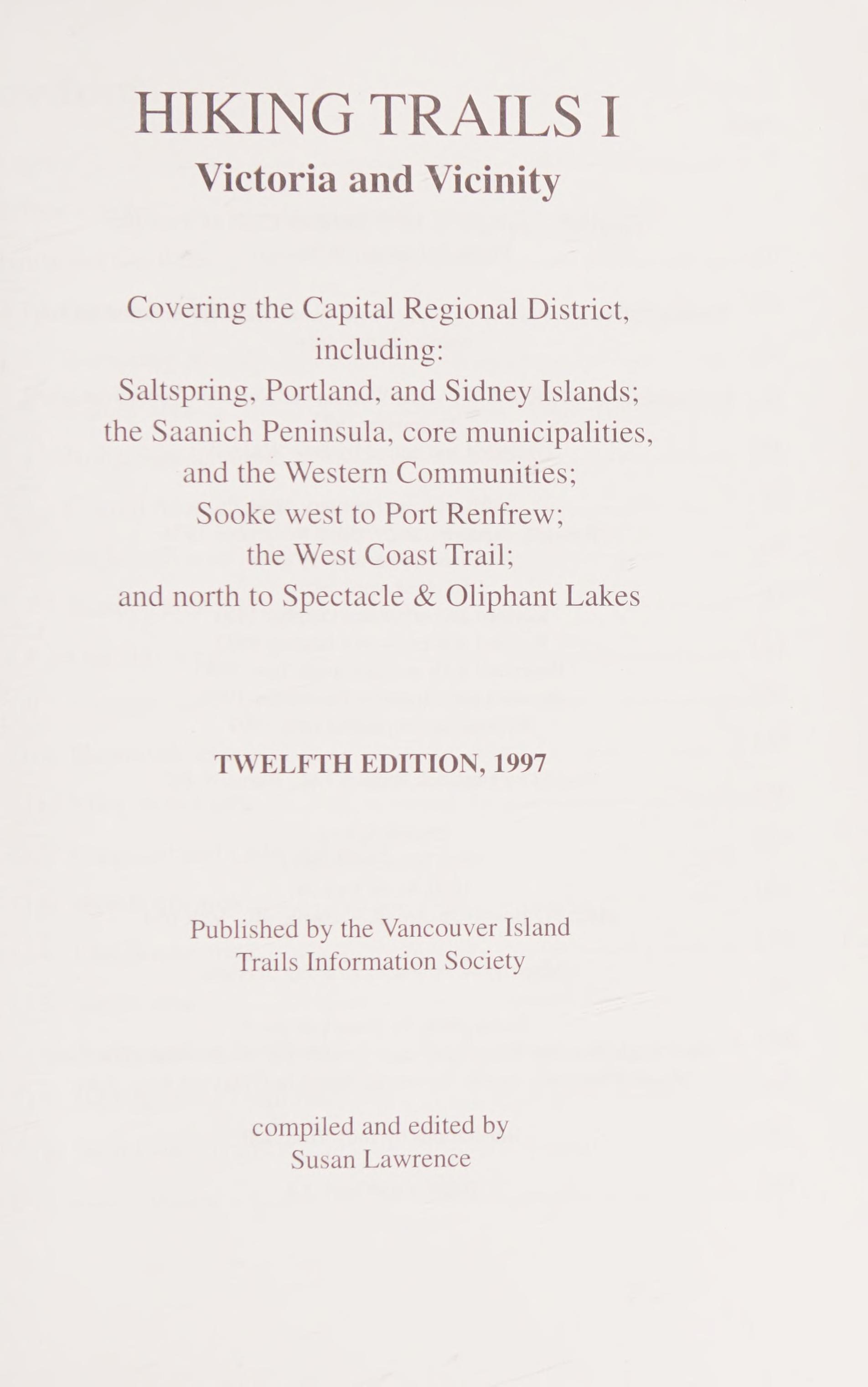 Hiking Trails, I: Victoria And Vicinity