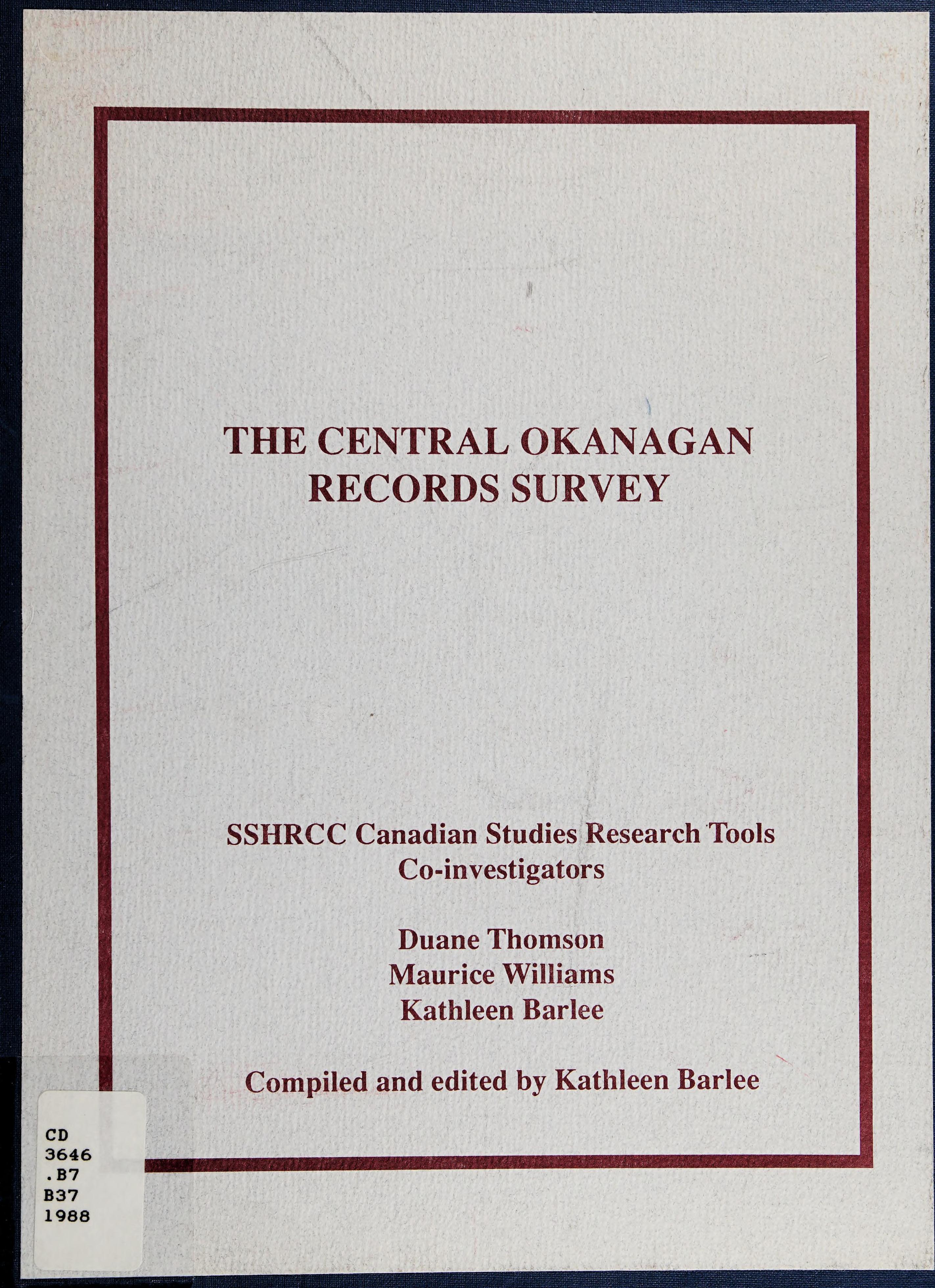The Central Okanagan Records Survey