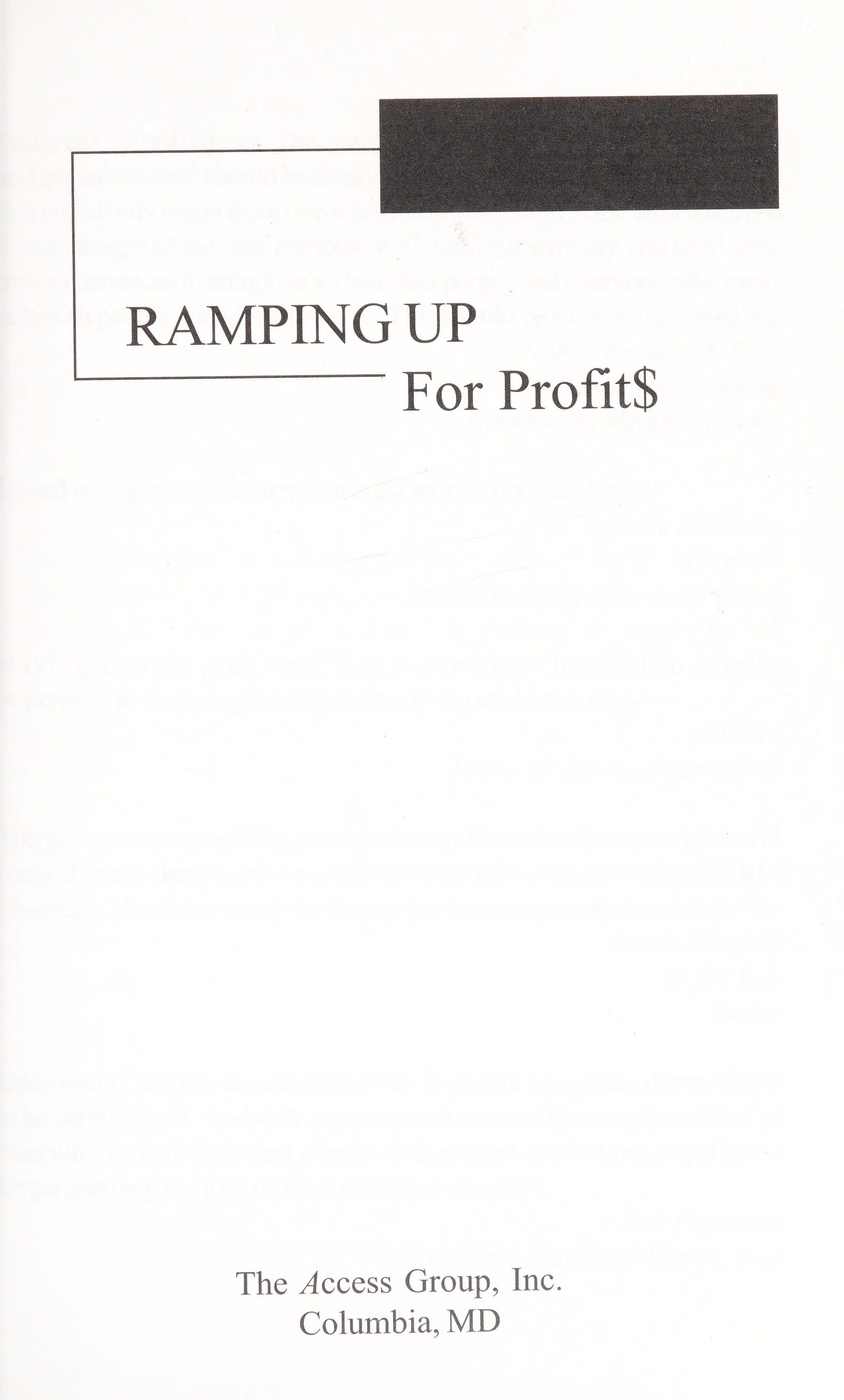 Ramping up for Profit$