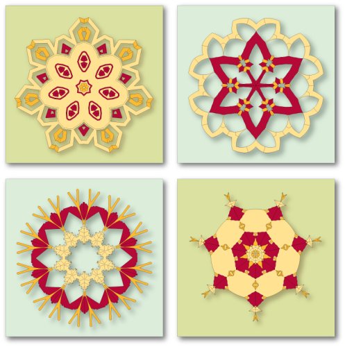 Boxed Holiday Greeting Card Set - Festive Stars in Pastel Colors (8 Cards)