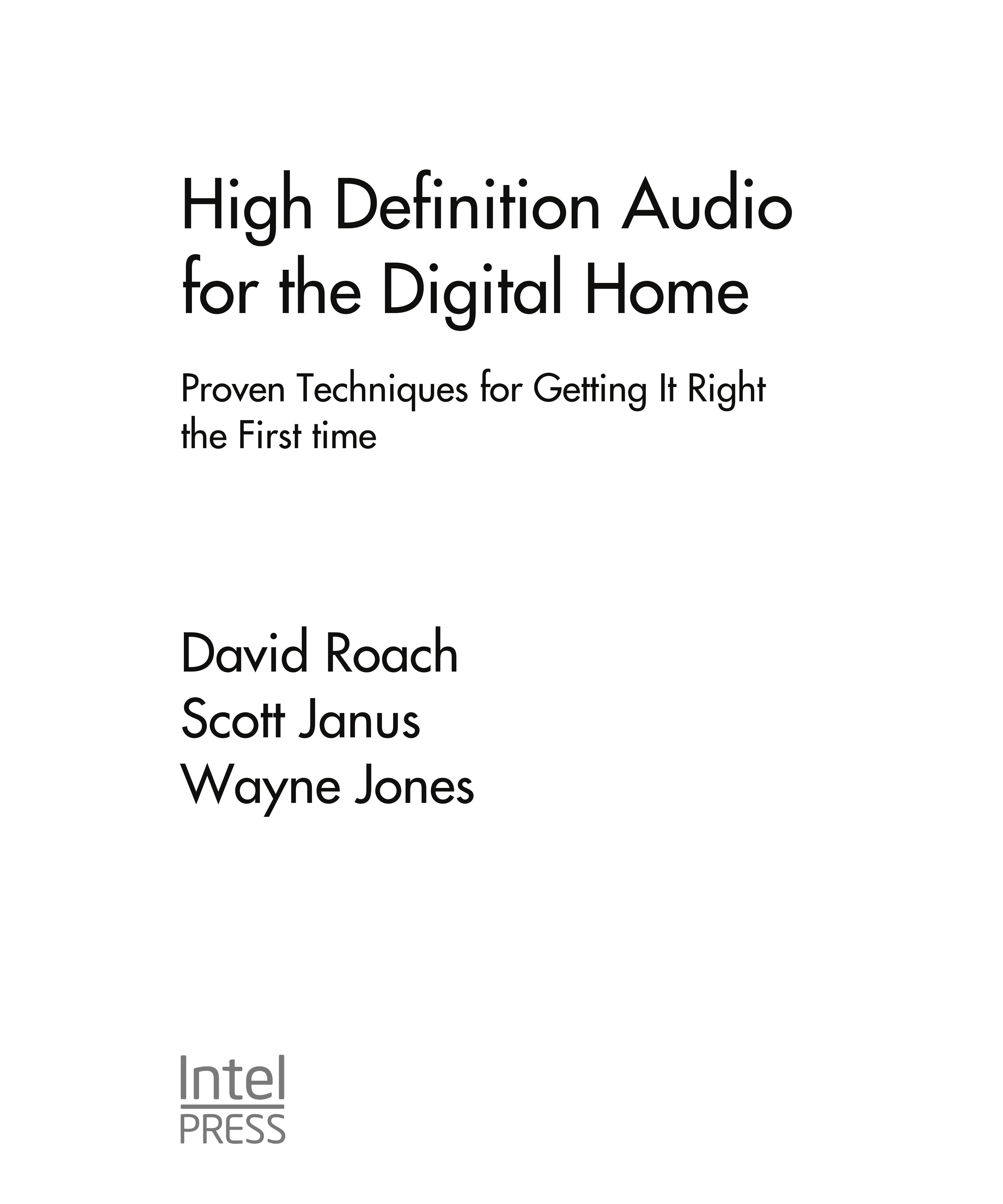 High Definition Audio For The Digital Home