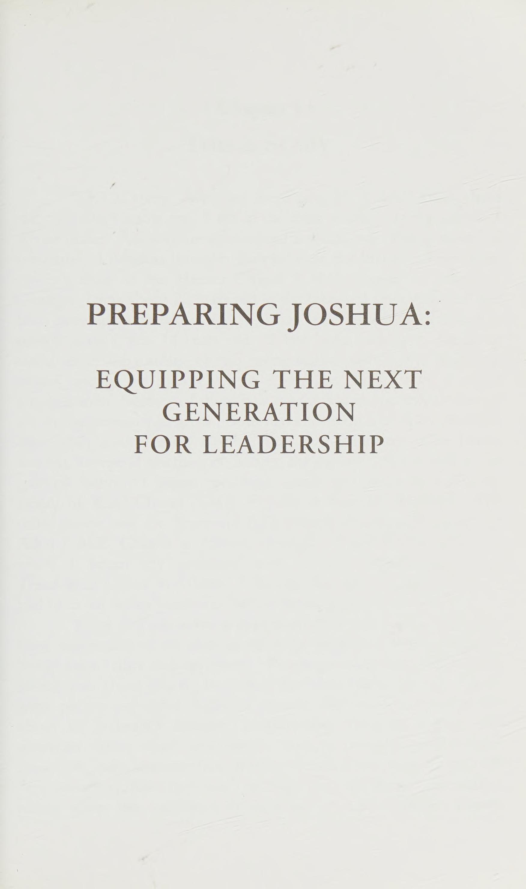 Preparing Joshua