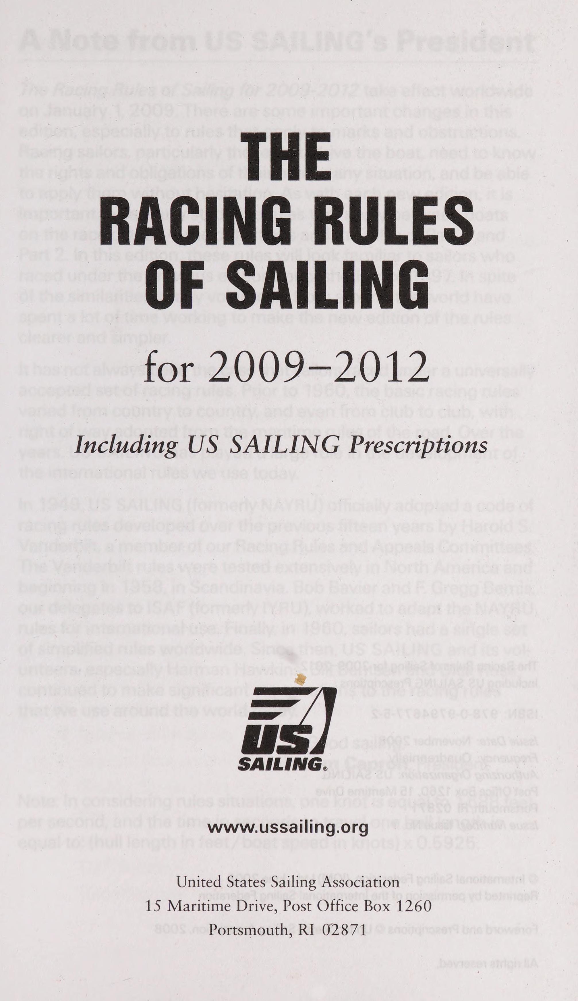 The Racing Rules of Sailing For 2009-2012