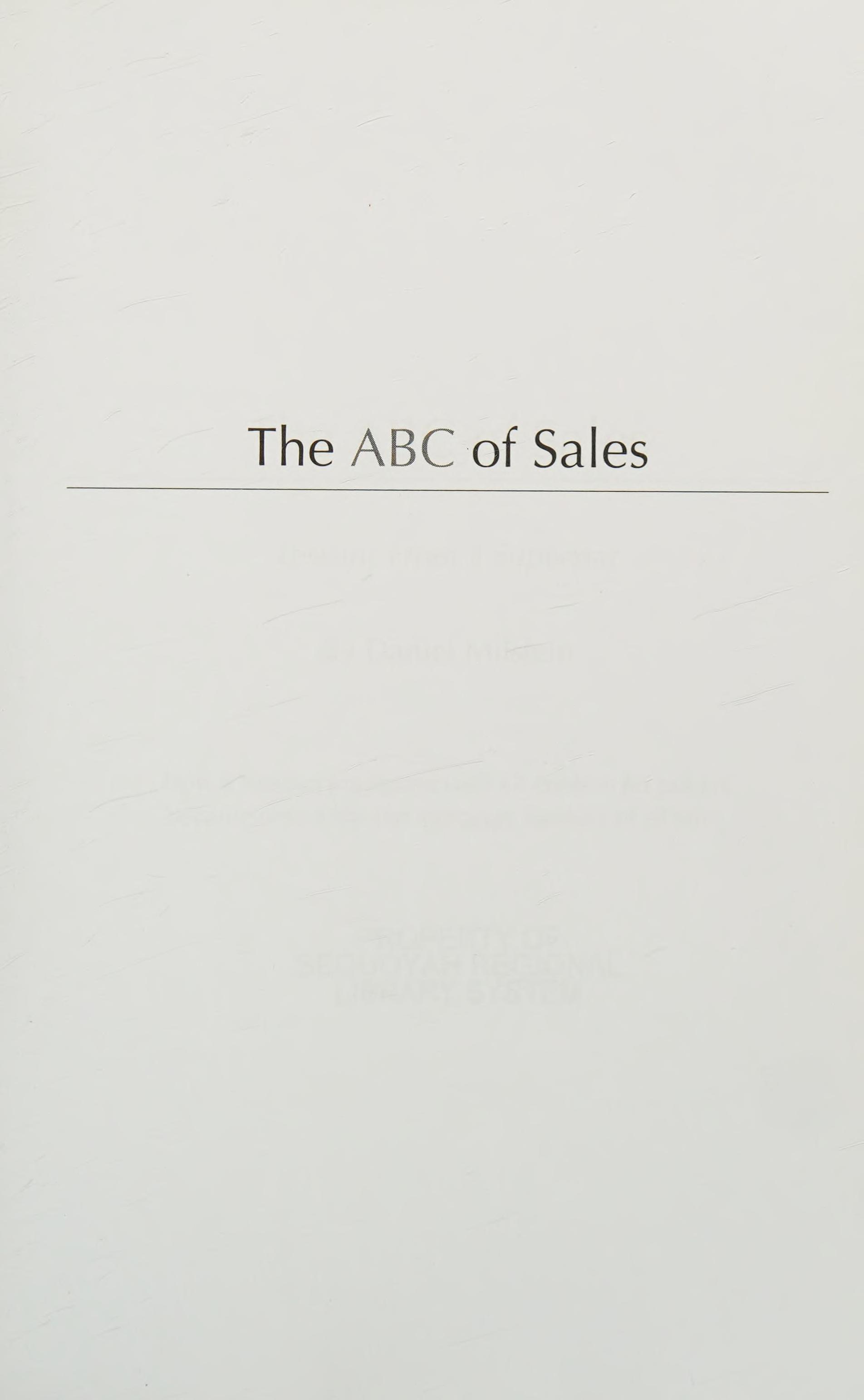 The ABC Of Sales