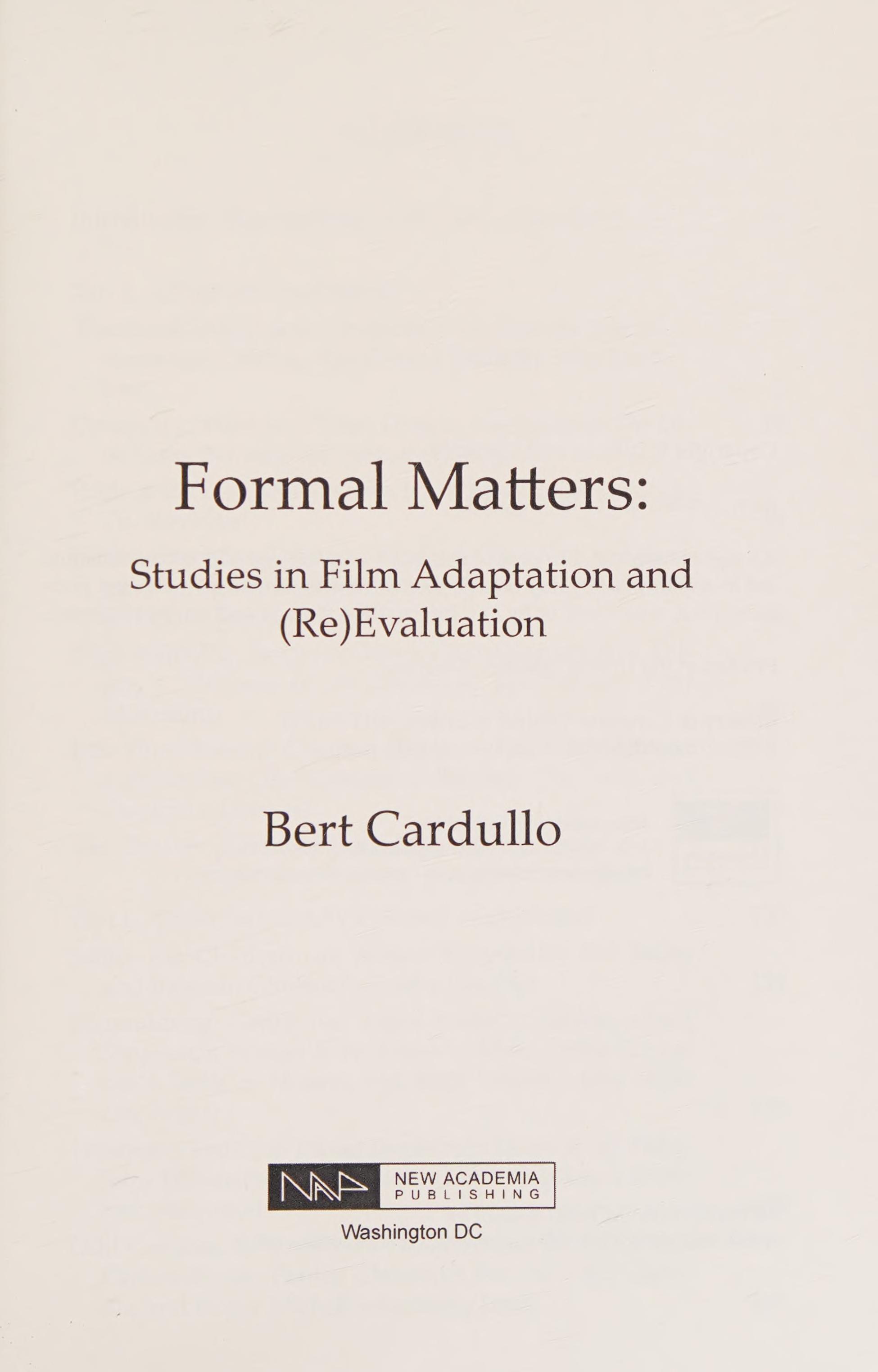Formal Matters