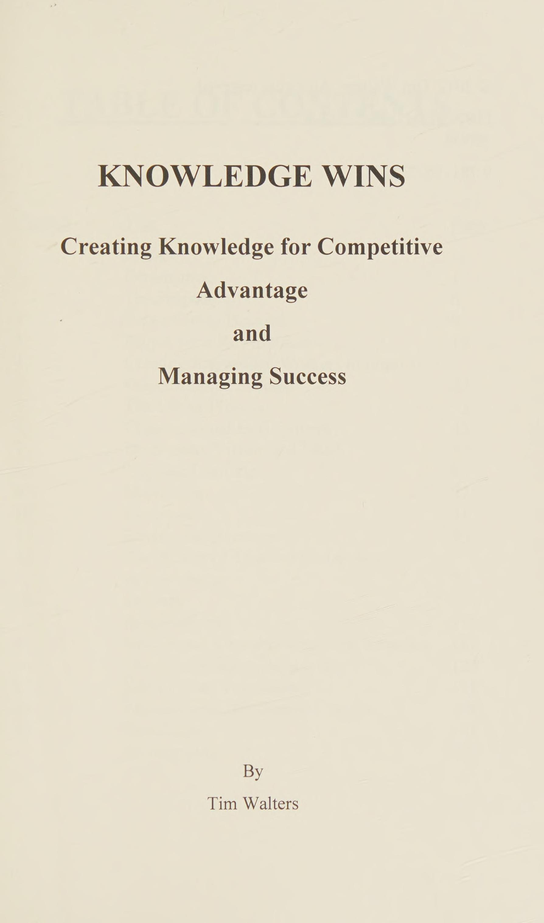 Knowledge Wins