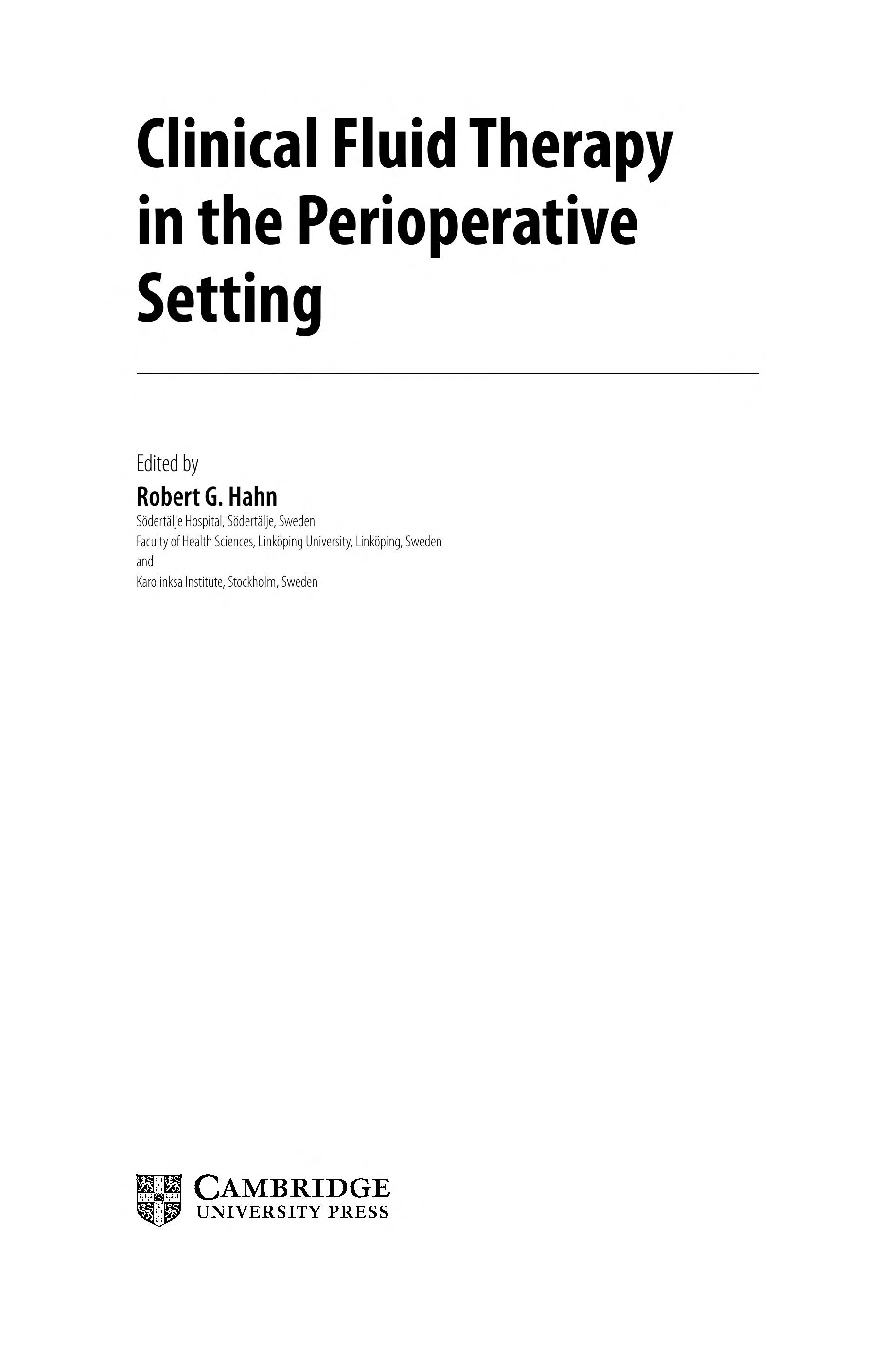 Clinical fluid therapy in the perioperative setting