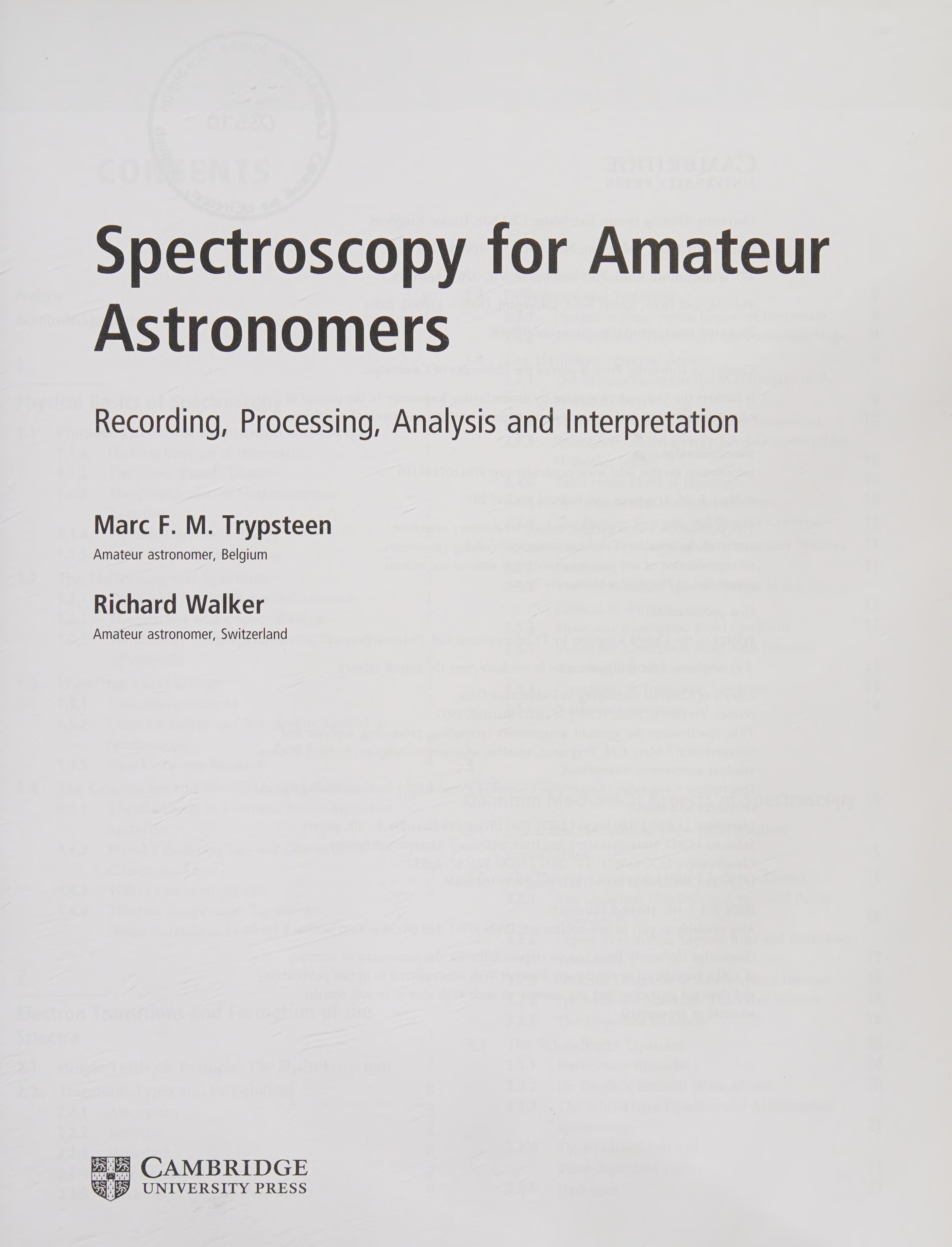 Spectroscopy for Amateur Astronomers