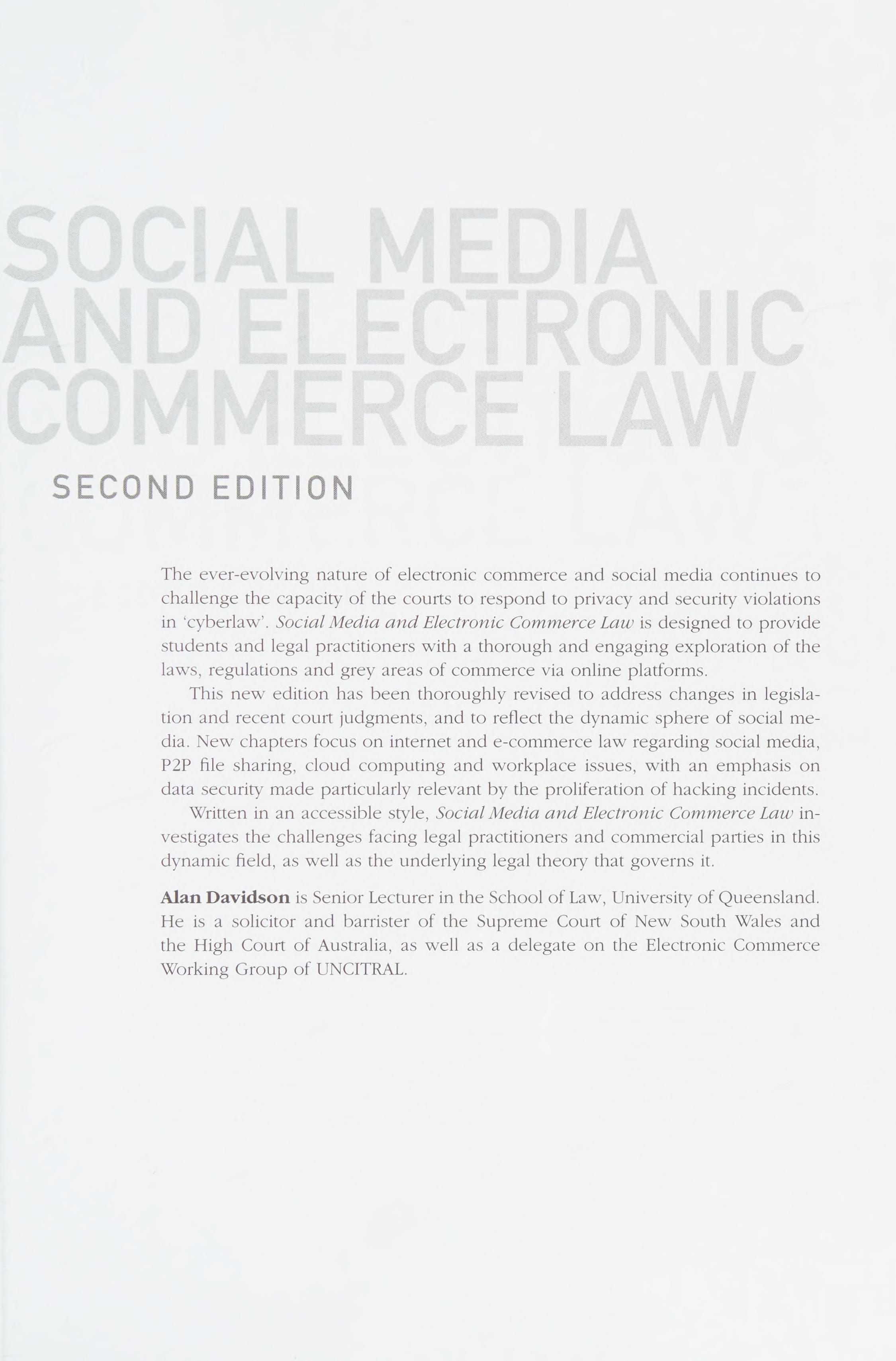 Social Media and Electronic Commerce Law
