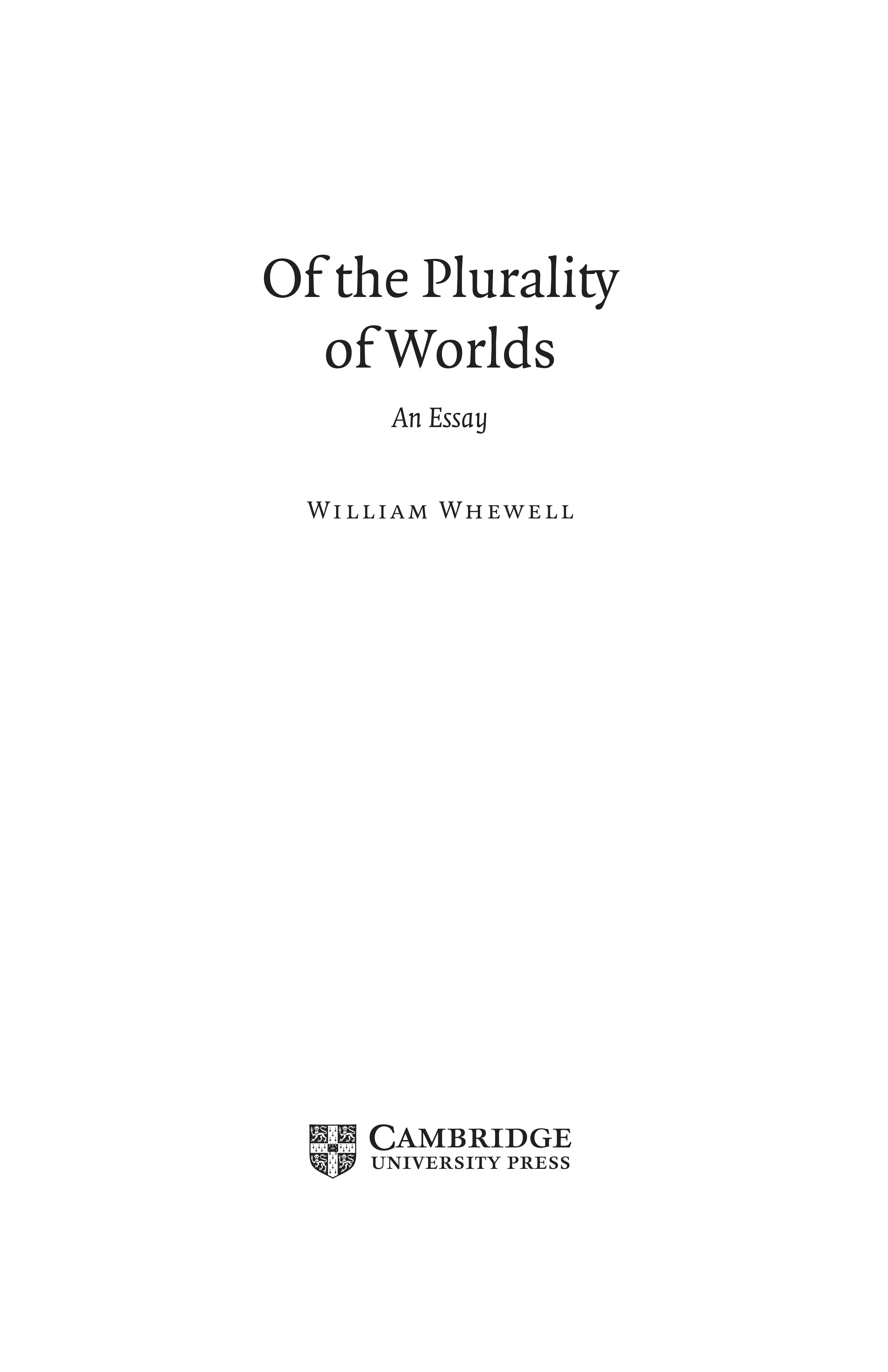 Of the Plurality of Worlds